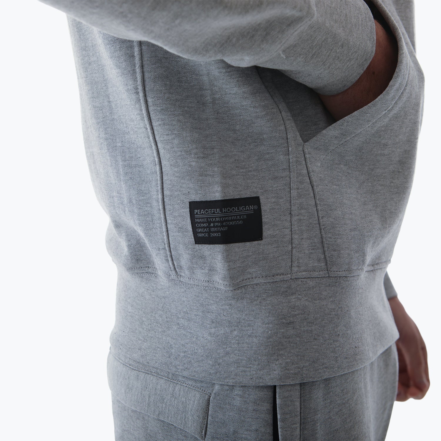 Athletic Zip Hoodie Marl Grey