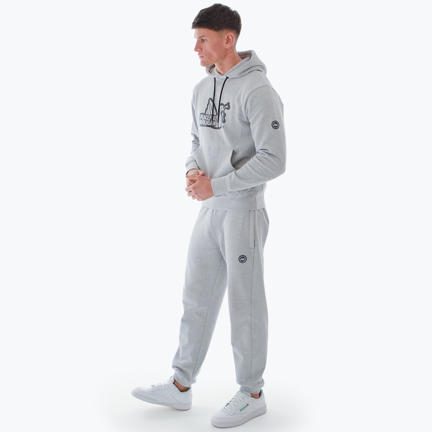 Outline Hoodie Marl Grey