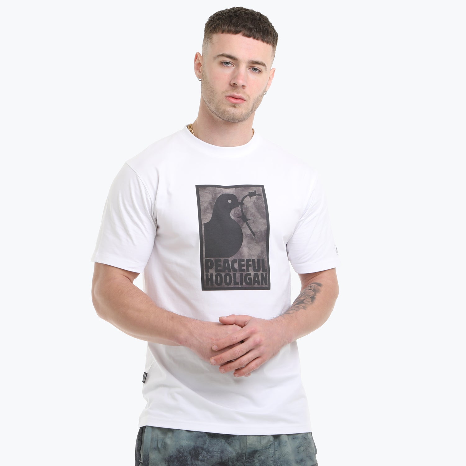 Framed Camo T-Shirt White/Mediterranean