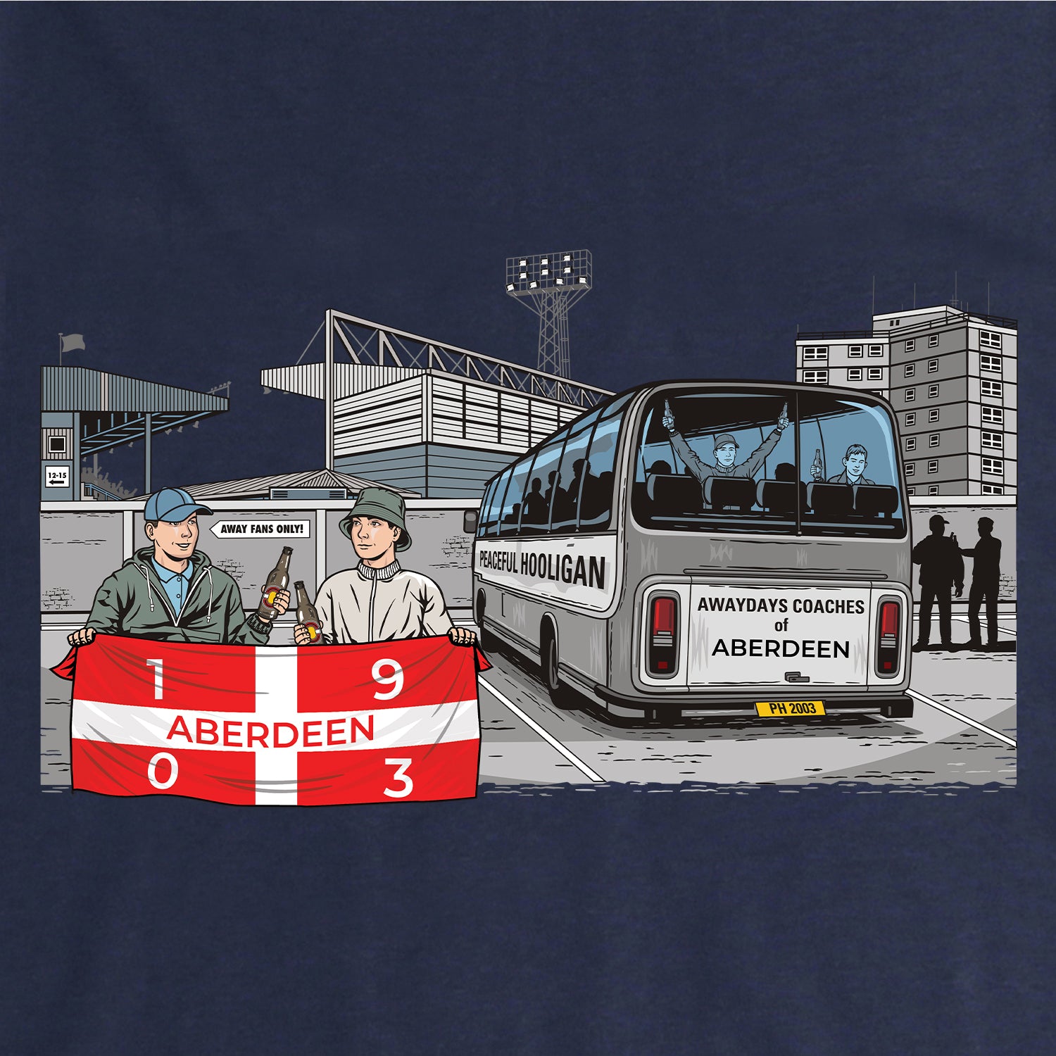 Aberdeen Awaydays Hoodie Navy - Peaceful Hooligan 