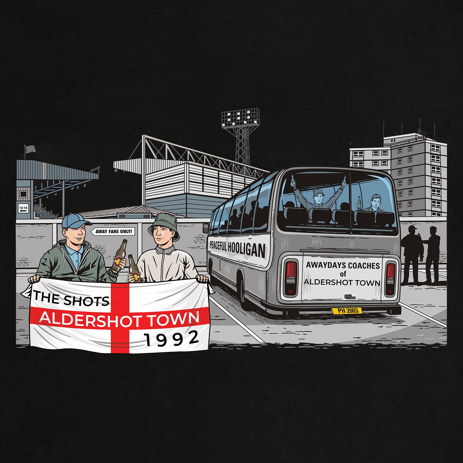 Aldershot Town Awaydays Hoodie Black - Peaceful Hooligan 