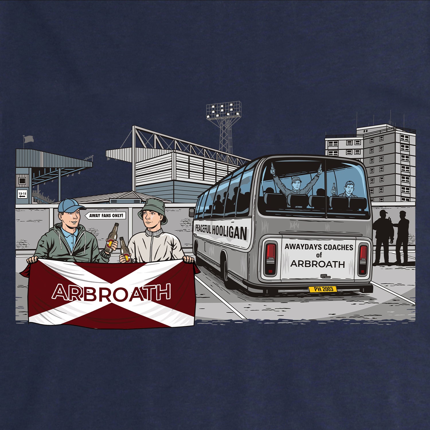 Arbroath Awaydays Hoodie Navy - Peaceful Hooligan 