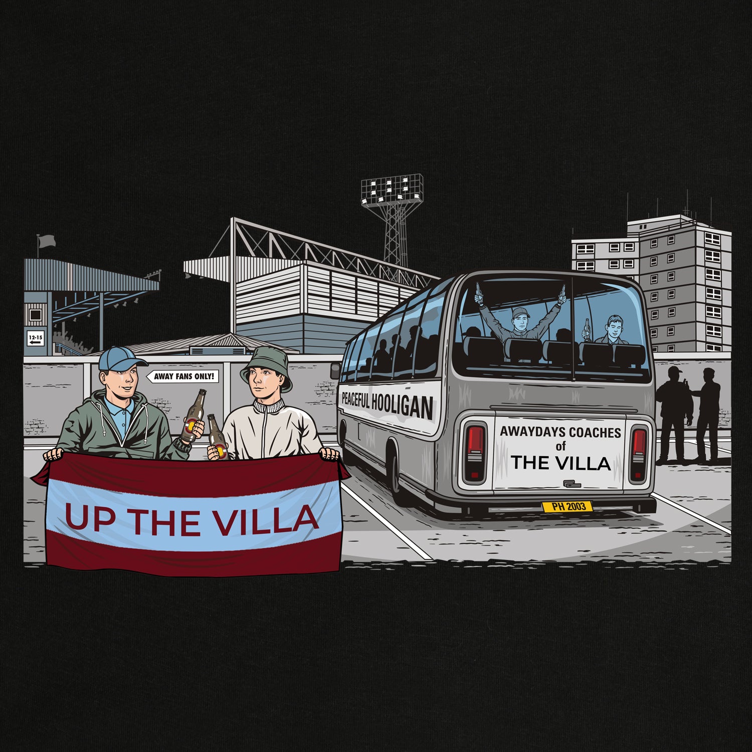 The Villa Awaydays Sweatshirt Black - Peaceful Hooligan 