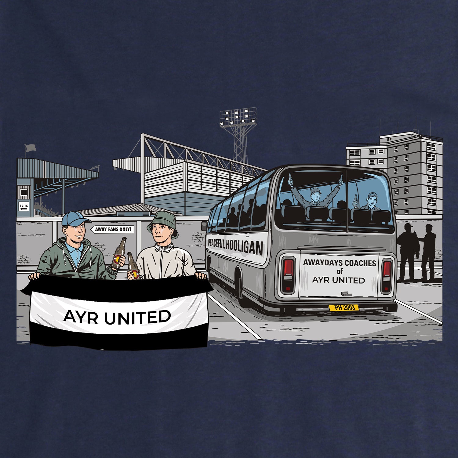 Ayr United Awaydays Sweatshirt Navy - Peaceful Hooligan 