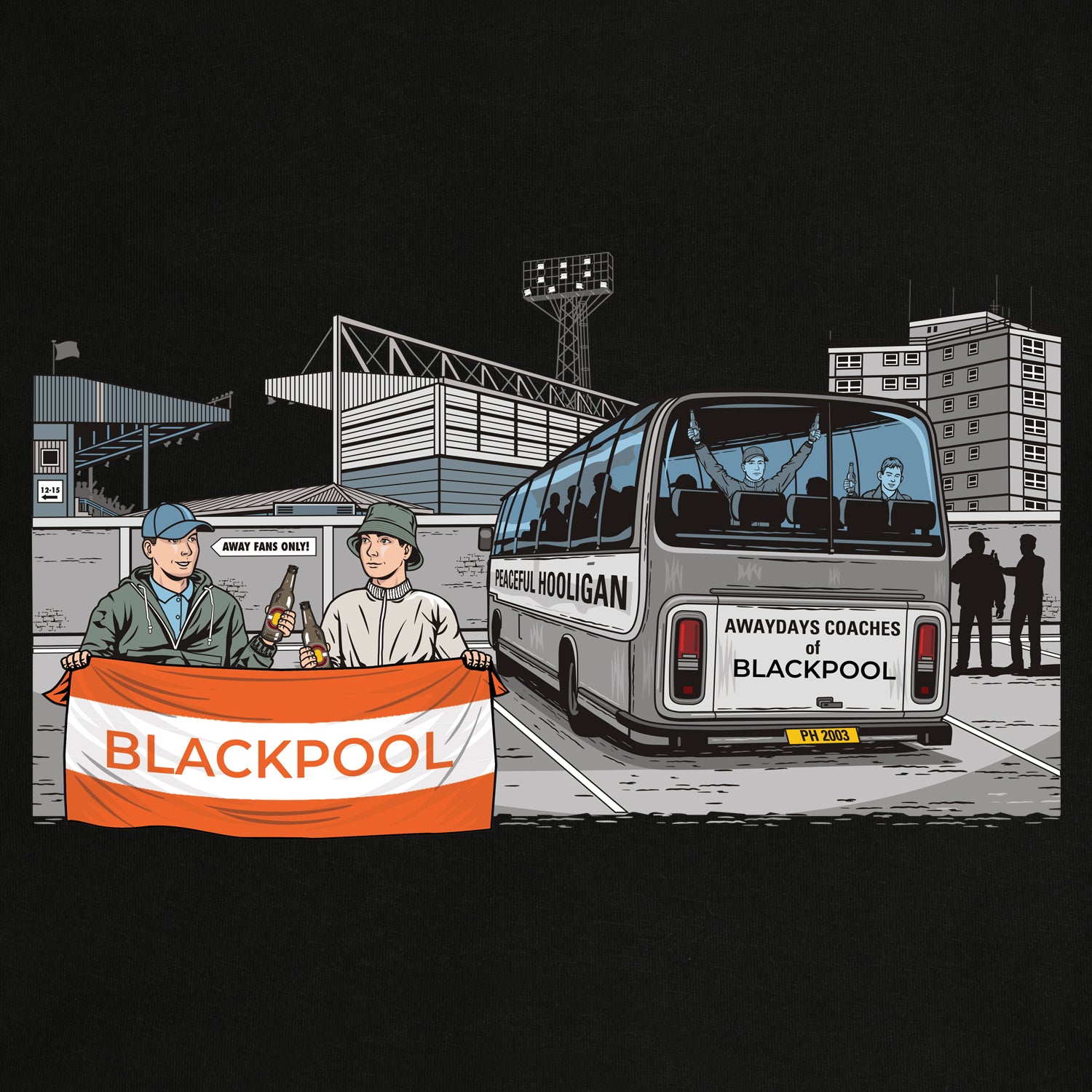 Blackpool FC Awaydays Hoodie Black - Peaceful Hooligan 