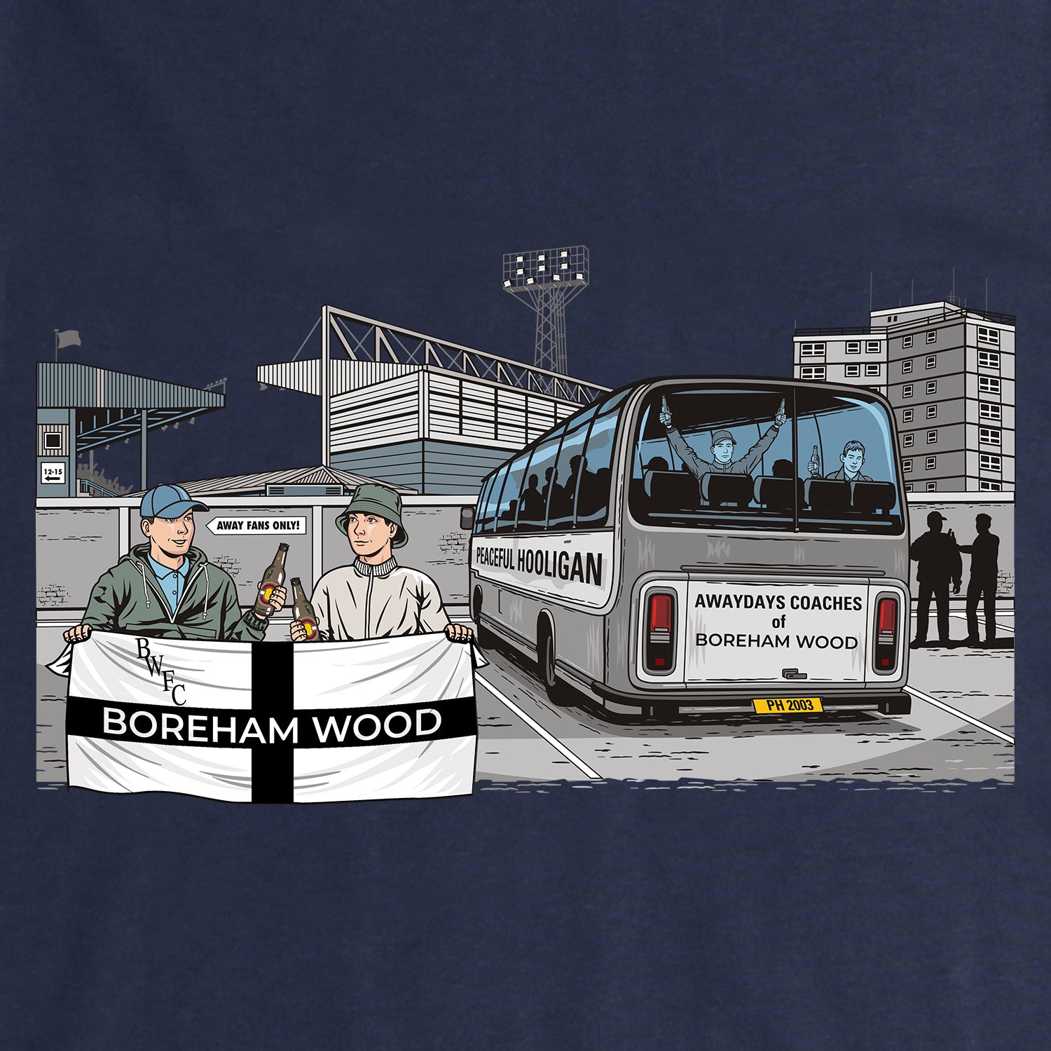 Boreham Wood Awaydays Sweatshirt Navy - Peaceful Hooligan 