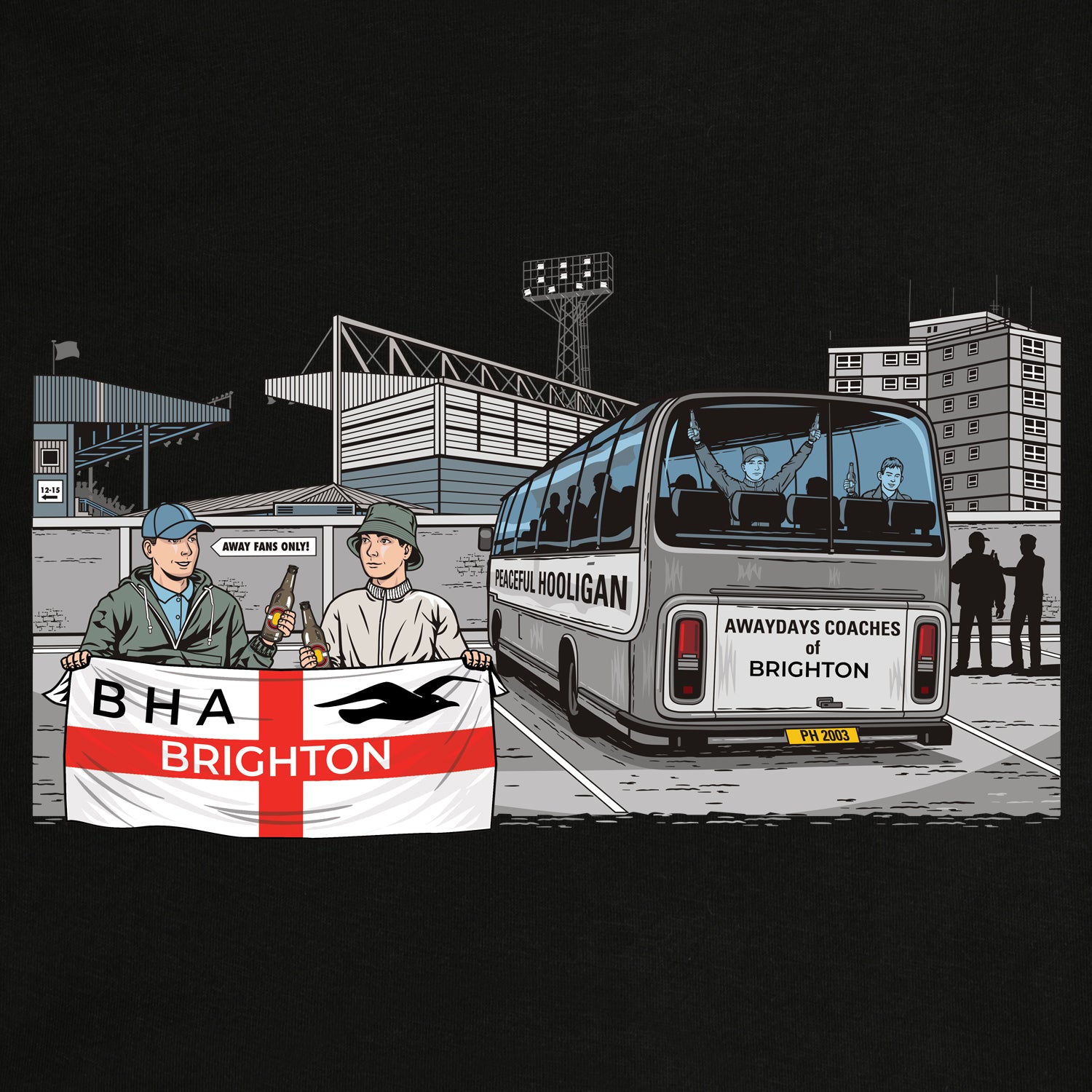 Brighton Awaydays Sweatshirt Black - Peaceful Hooligan 