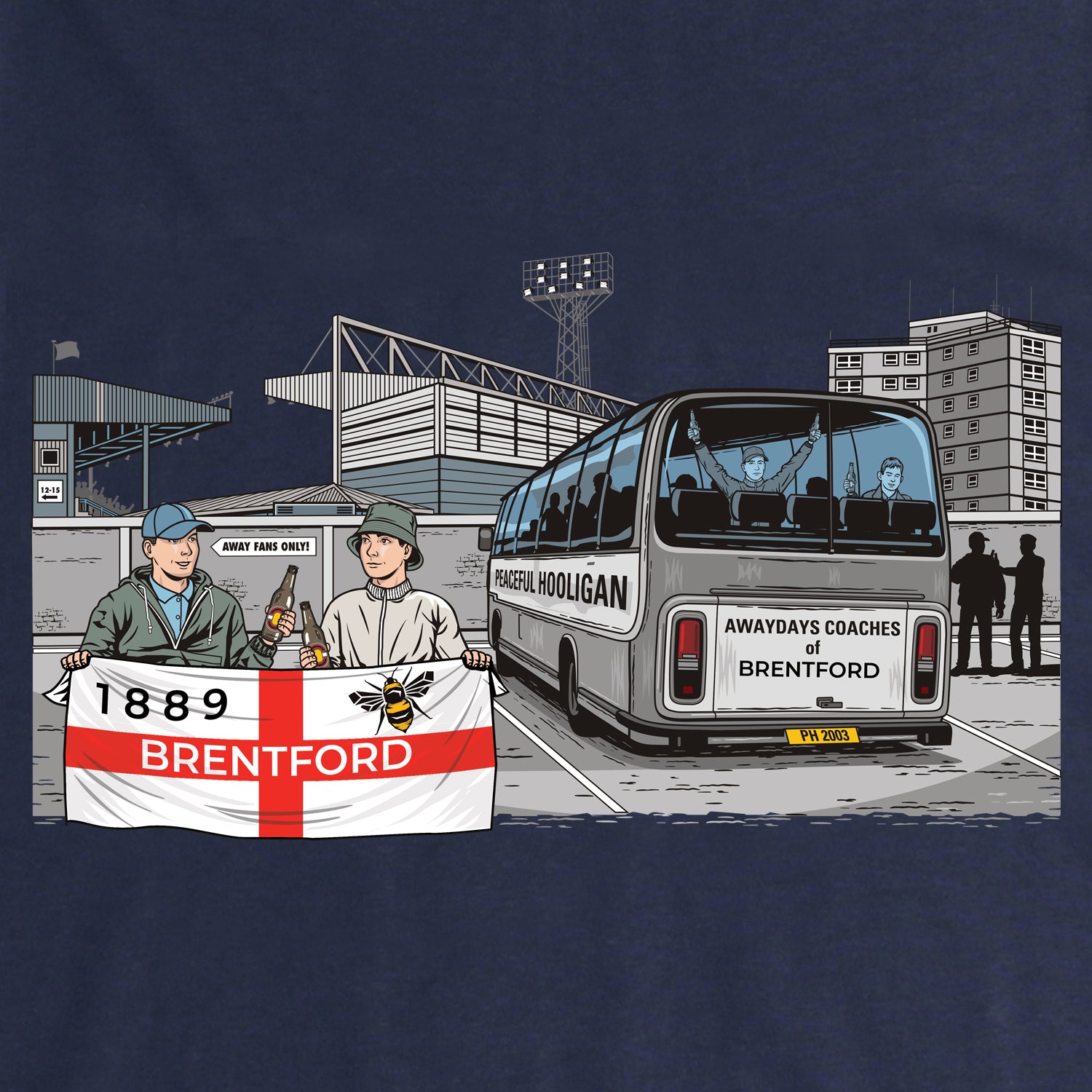 Brentford Awaydays Sweatshirt Navy - Peaceful Hooligan 