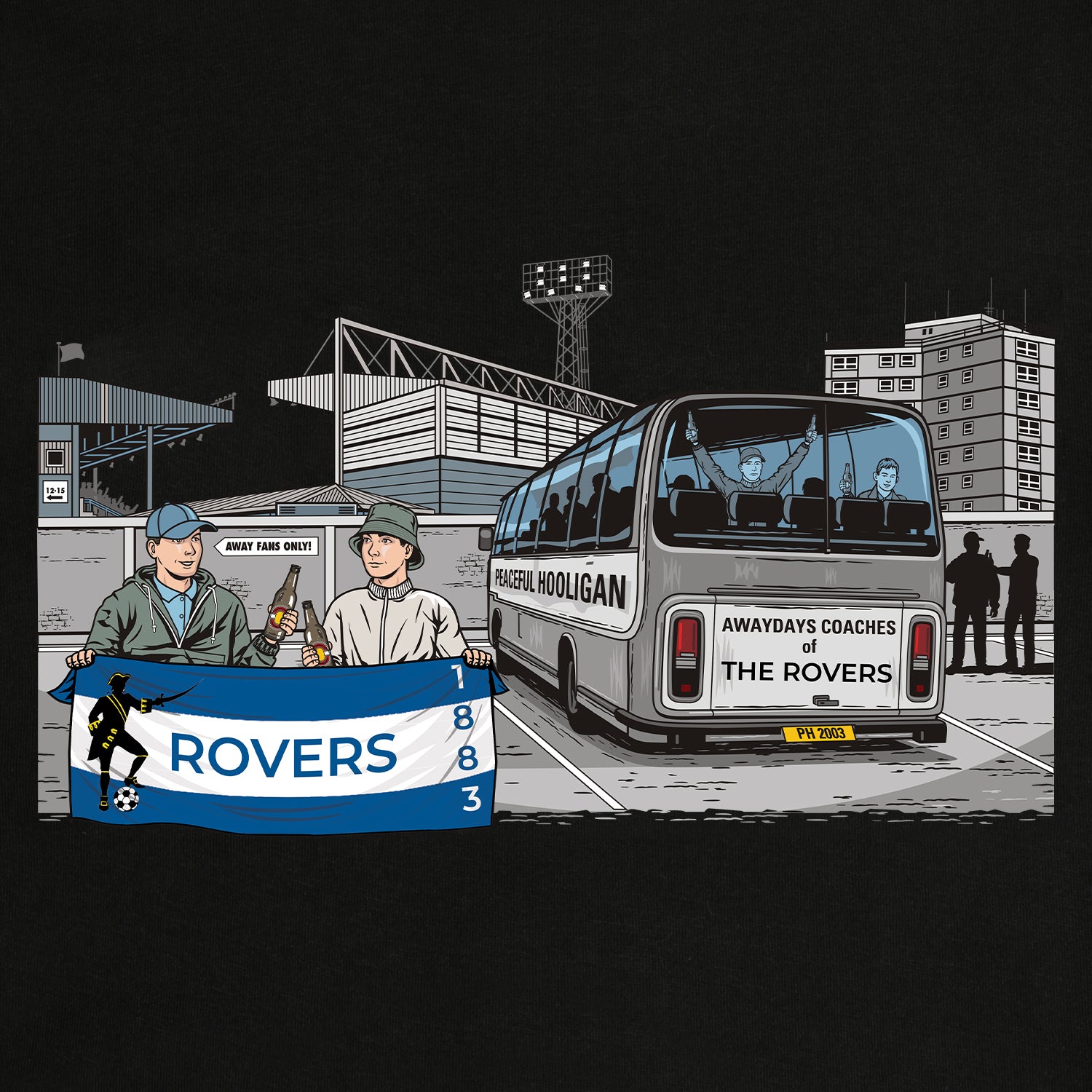 Rovers Awaydays Hoodie Black - Peaceful Hooligan 