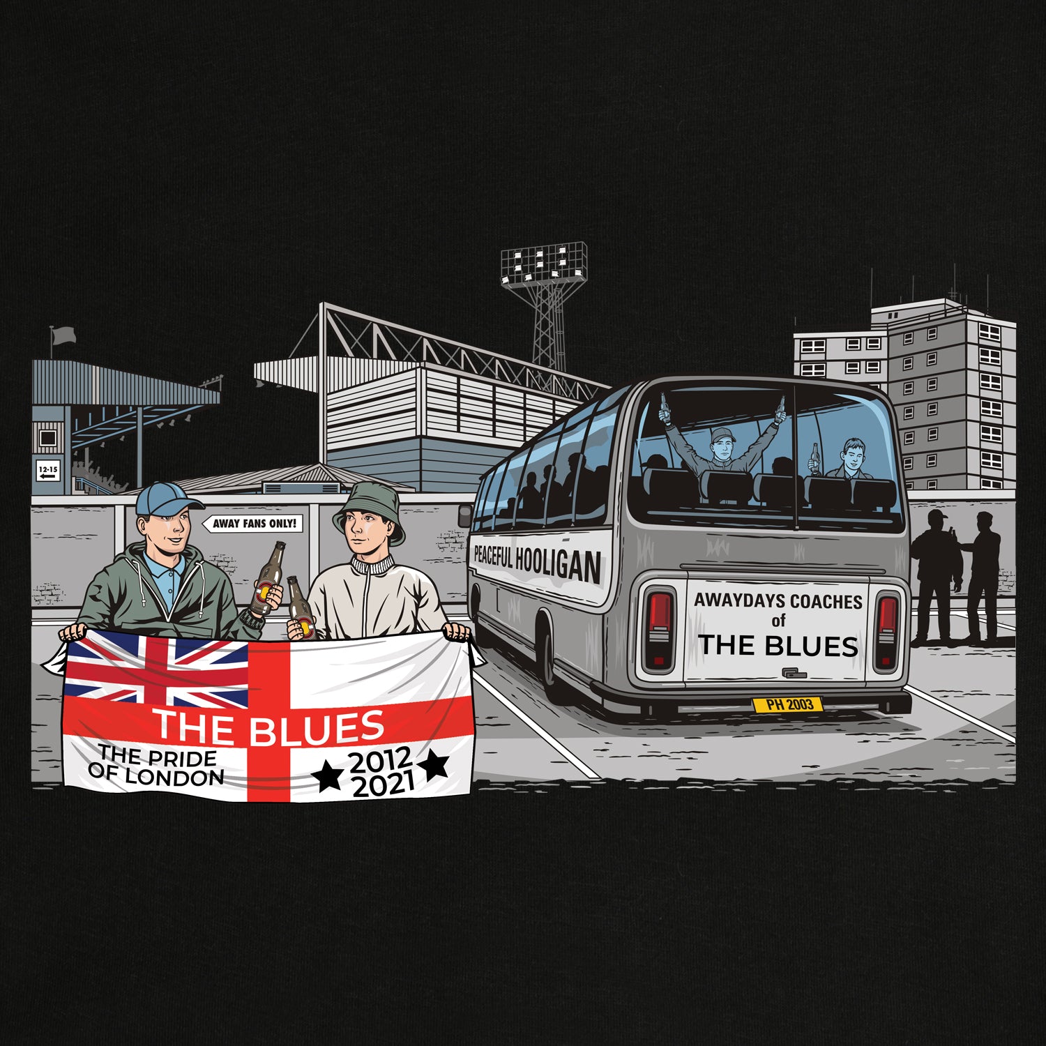 The Blues Awaydays Hoodie Black - Peaceful Hooligan 