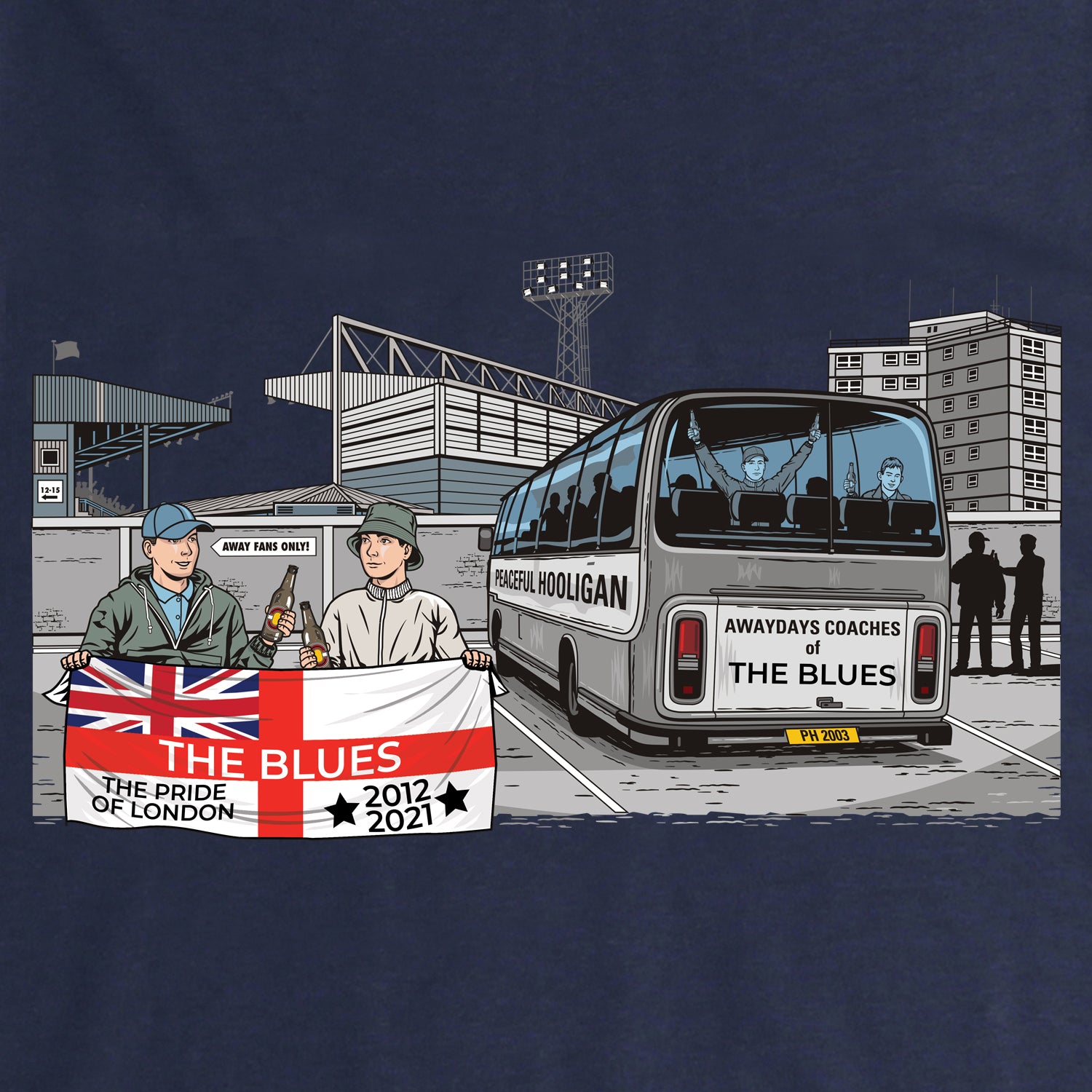 The Blues Awaydays Sweatshirt Navy - Peaceful Hooligan 