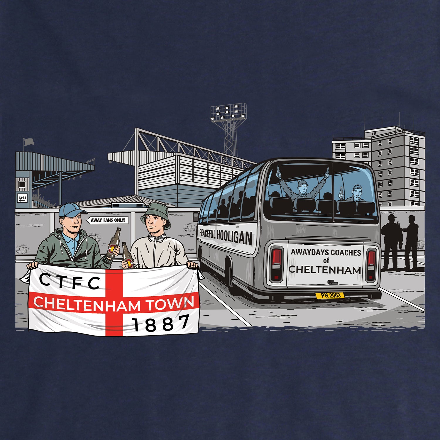 Cheltenham Town Awaydays Sweatshirt Navy - Peaceful Hooligan 