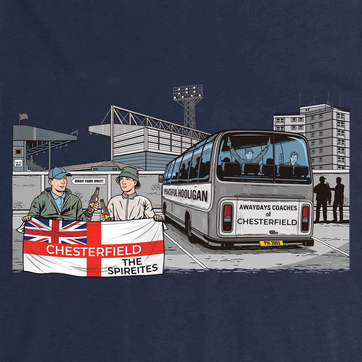 Chesterfield Awaydays Hoodie Navy - Peaceful Hooligan 