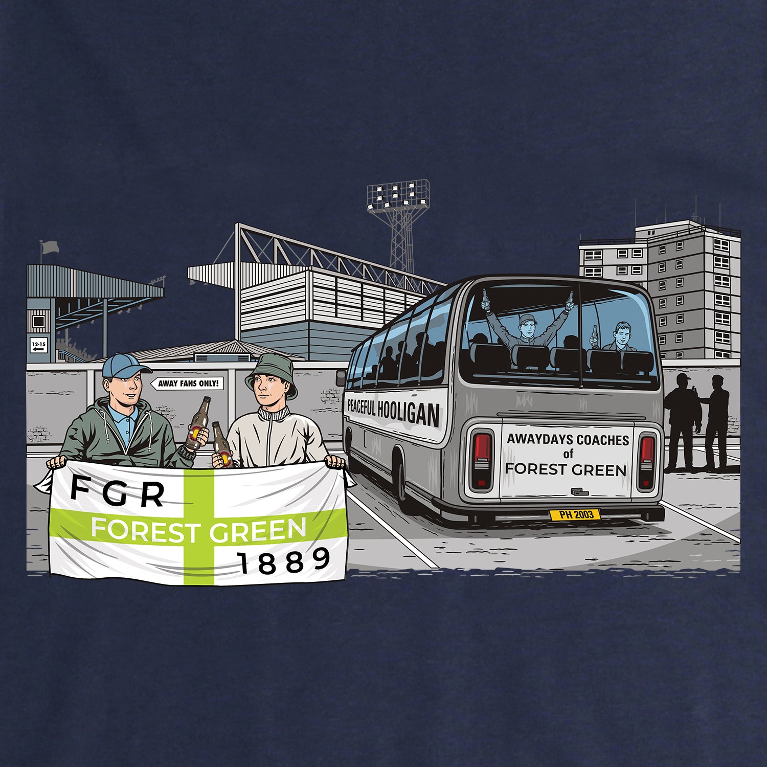 Forest Green Rovers Awaydays Sweatshirt Navy - Peaceful Hooligan 