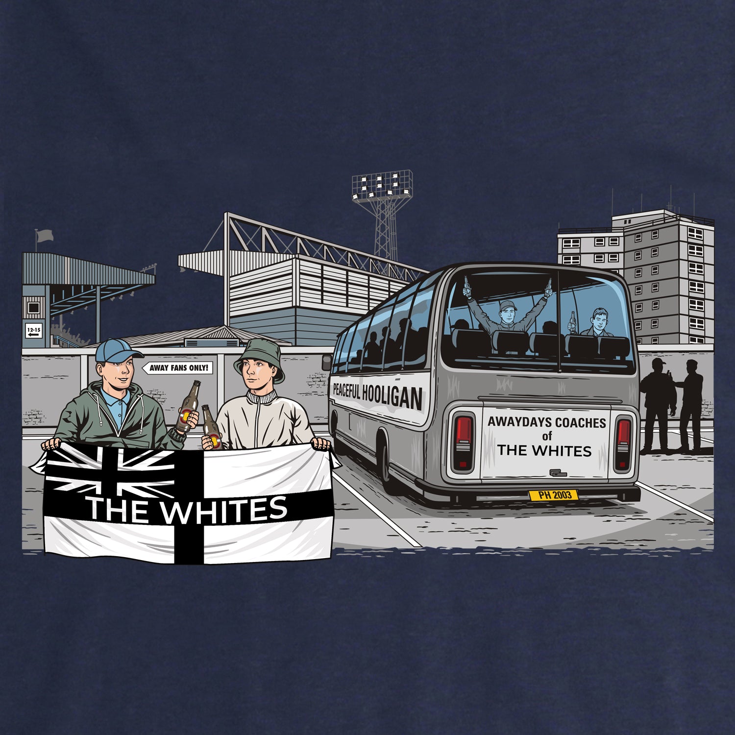 The Whites Awaydays Hoodie Navy - Peaceful Hooligan 