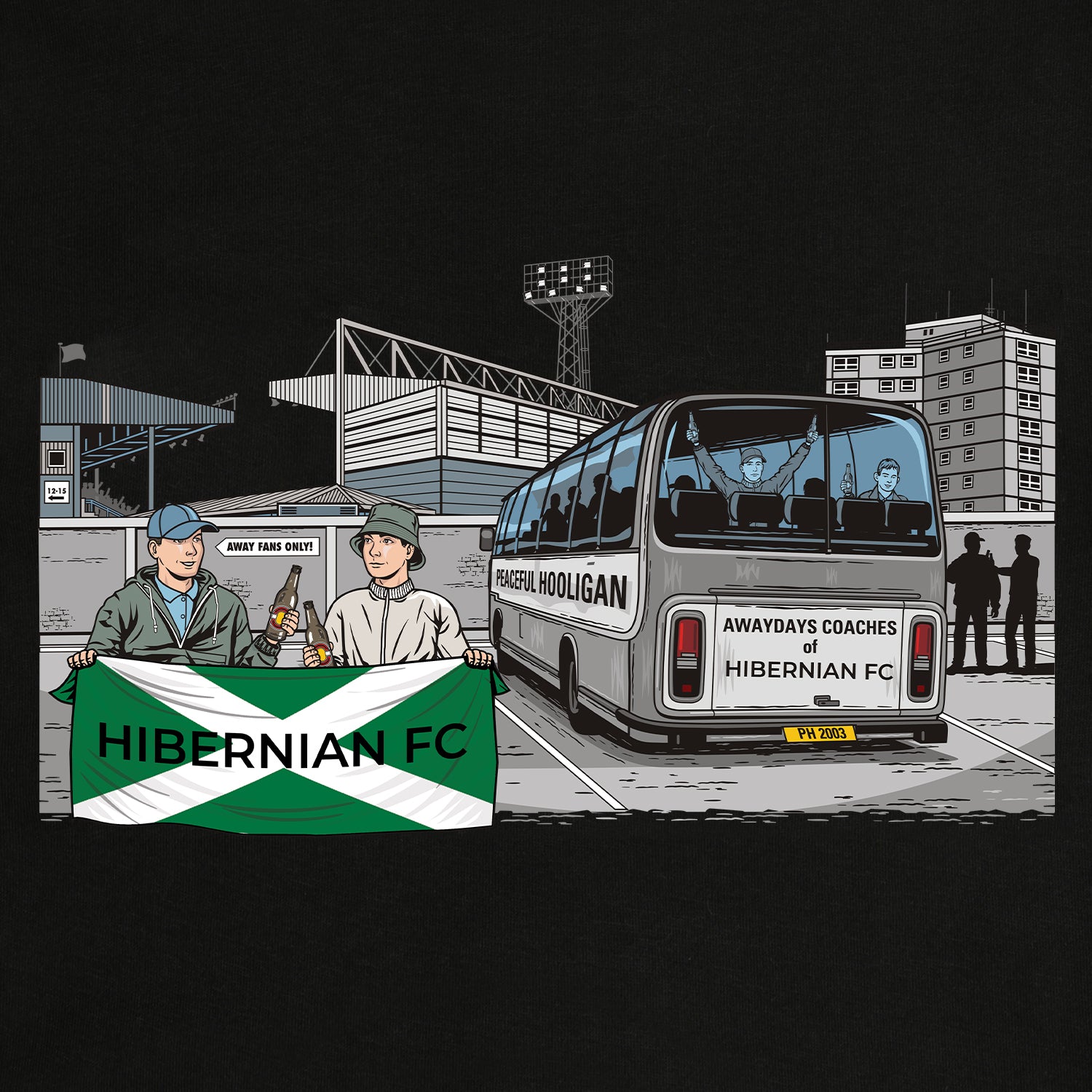 Hibernian FC Awaydays Sweatshirt Black - Peaceful Hooligan 