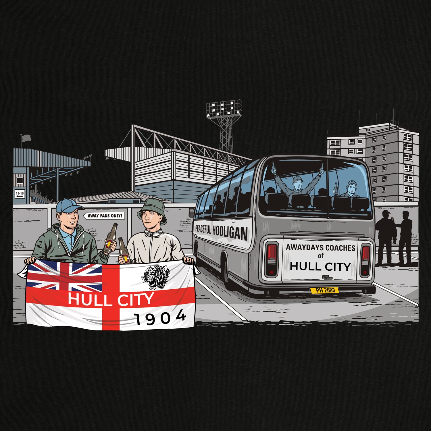 Hull City Awaydays Hoodie Black - Peaceful Hooligan 