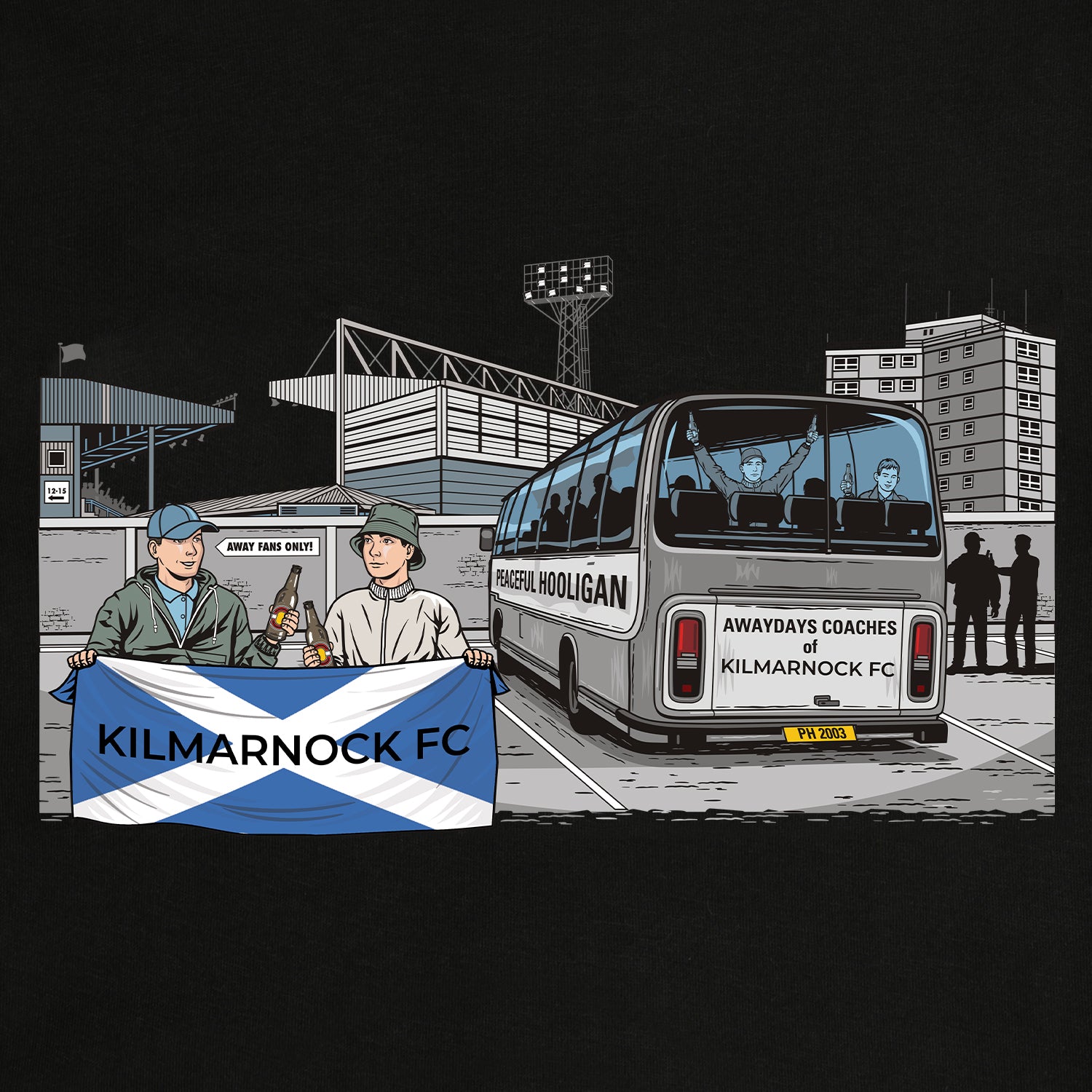 Kilmarnock FC Awaydays Sweatshirt Black - Peaceful Hooligan 