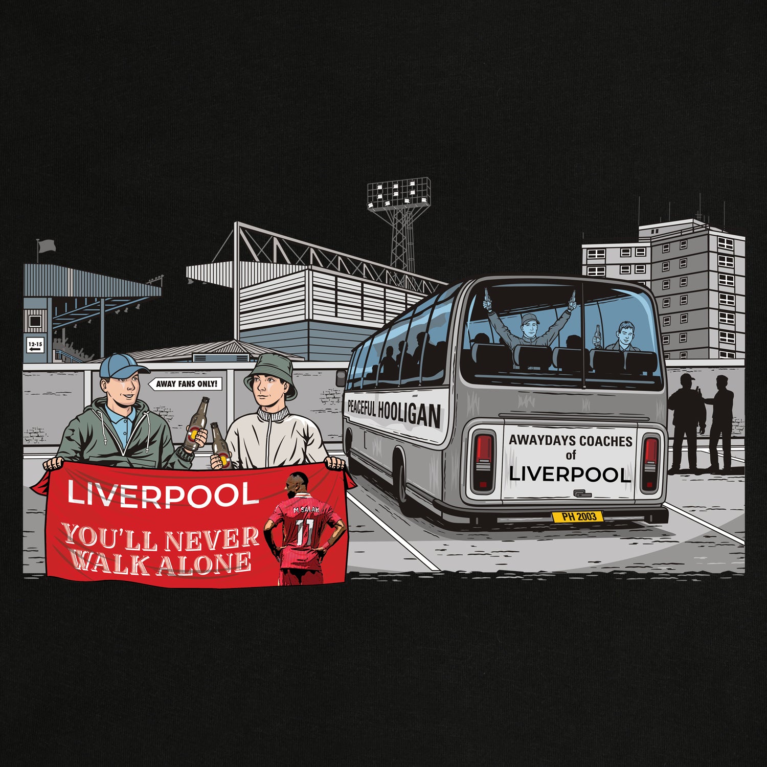 Liverpool Awaydays Hoodie Black - Peaceful Hooligan 