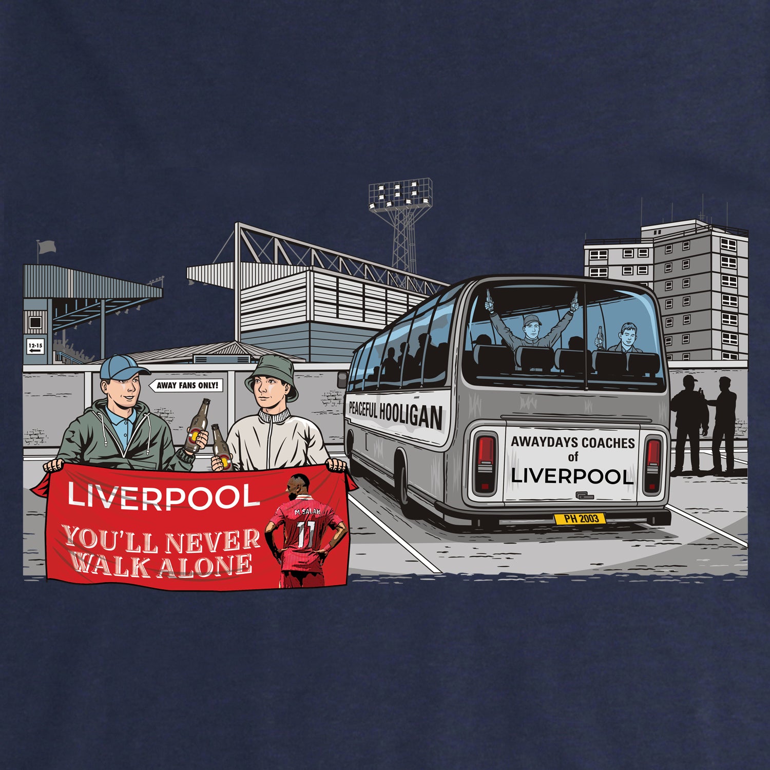 Liverpool Awaydays Sweatshirt Navy - Peaceful Hooligan 
