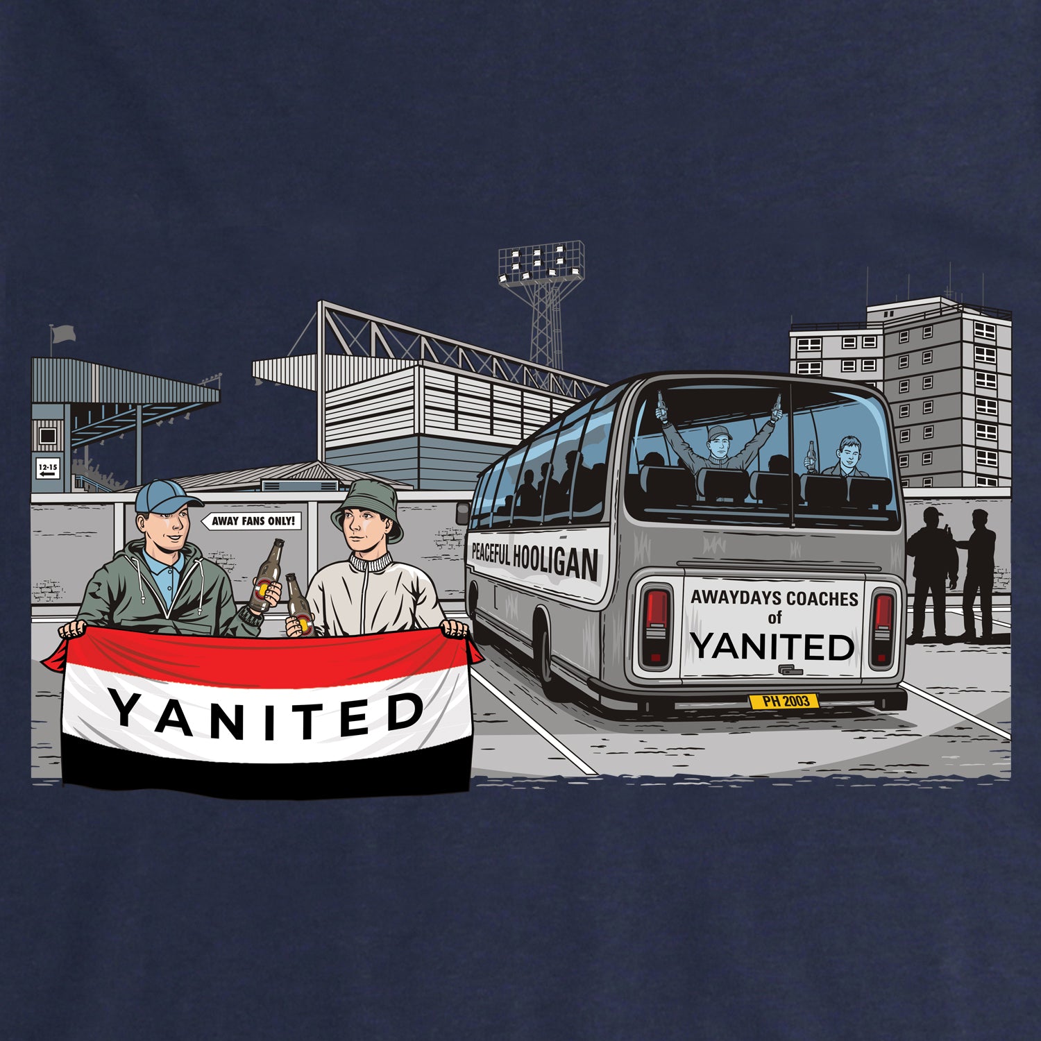Yanited Awaydays Sweatshirt Navy - Peaceful Hooligan 
