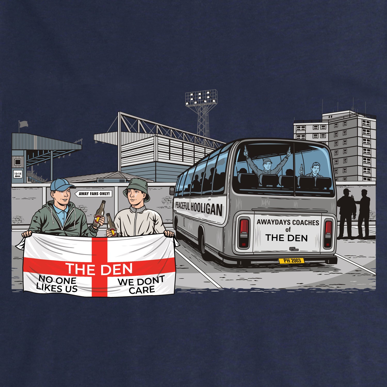 The Den Awaydays Hoodie Navy - Peaceful Hooligan 