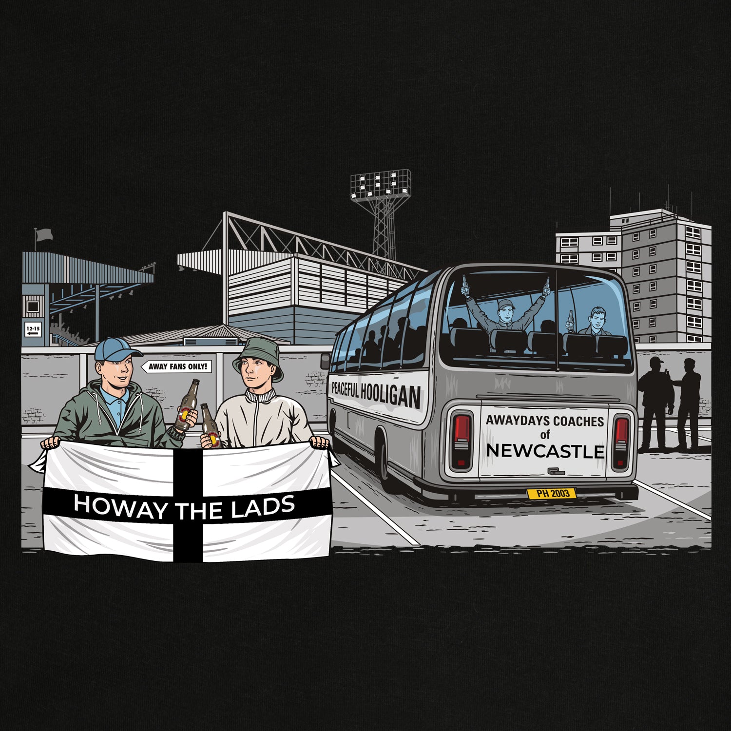 Howay The Lads Awaydays Sweatshirt Black - Peaceful Hooligan 