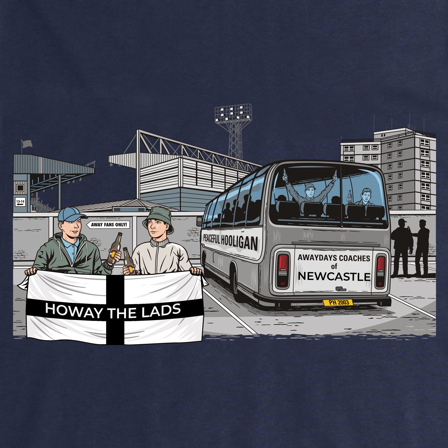 Howay The Lads Awaydays Sweatshirt Navy - Peaceful Hooligan 