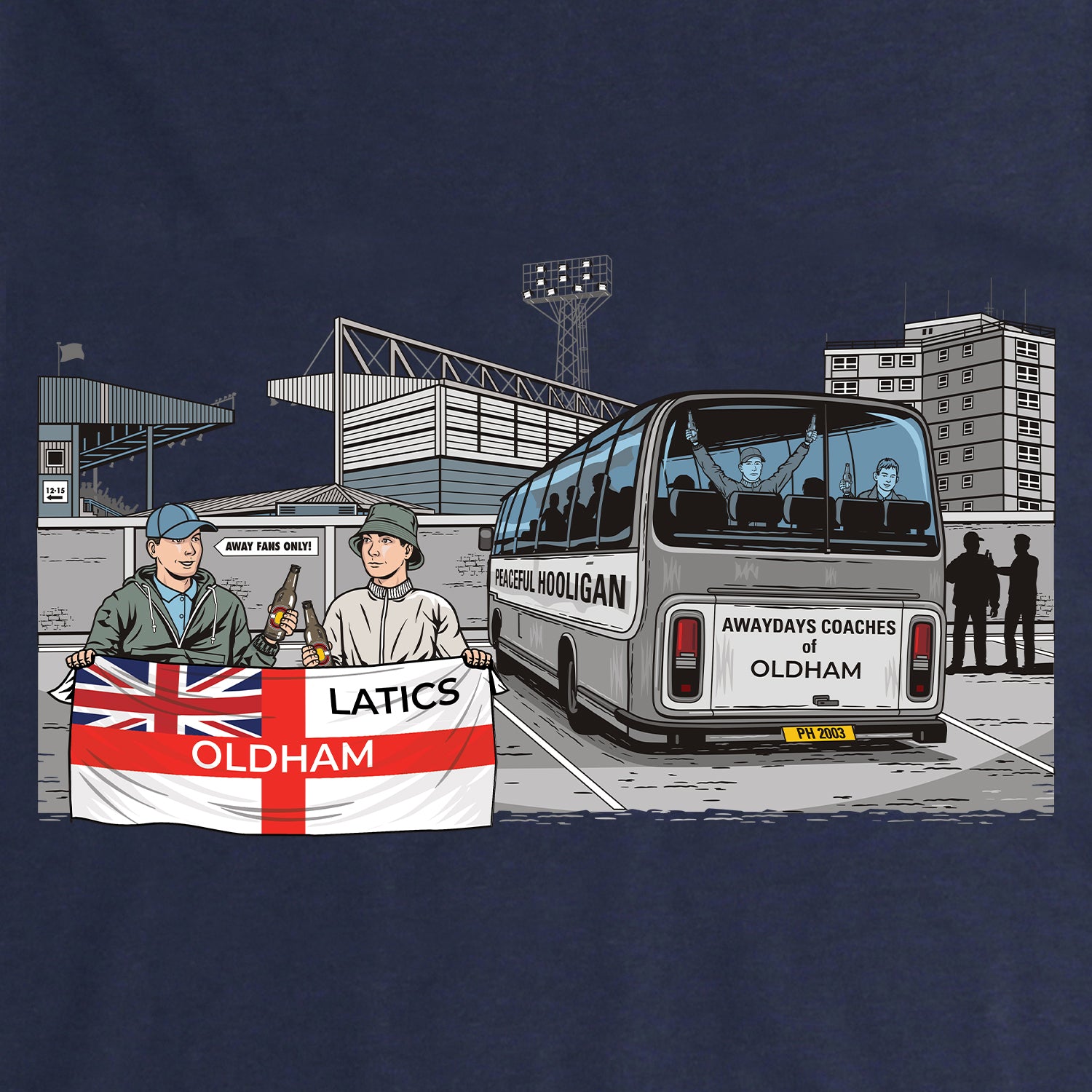 Oldham Awaydays Sweatshirt Navy - Peaceful Hooligan 