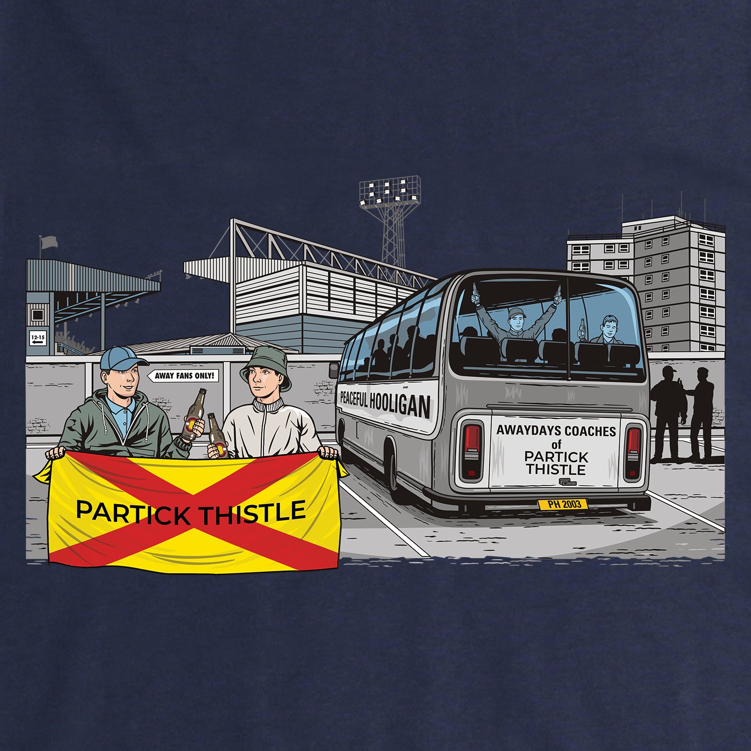Partick Thistle Awaydays Hoodie Navy - Peaceful Hooligan 