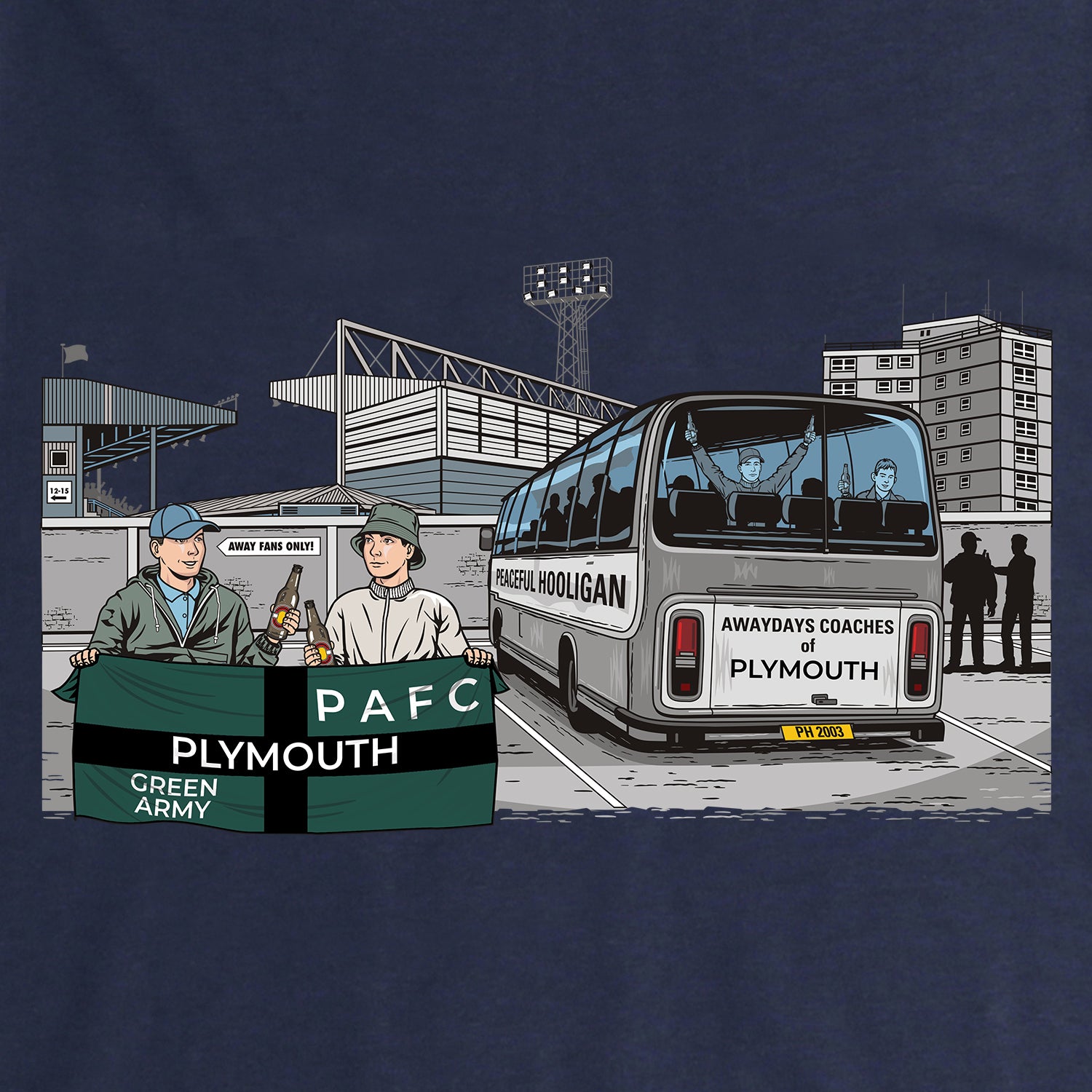 Plymouth Awaydays Hoodie Navy - Peaceful Hooligan 