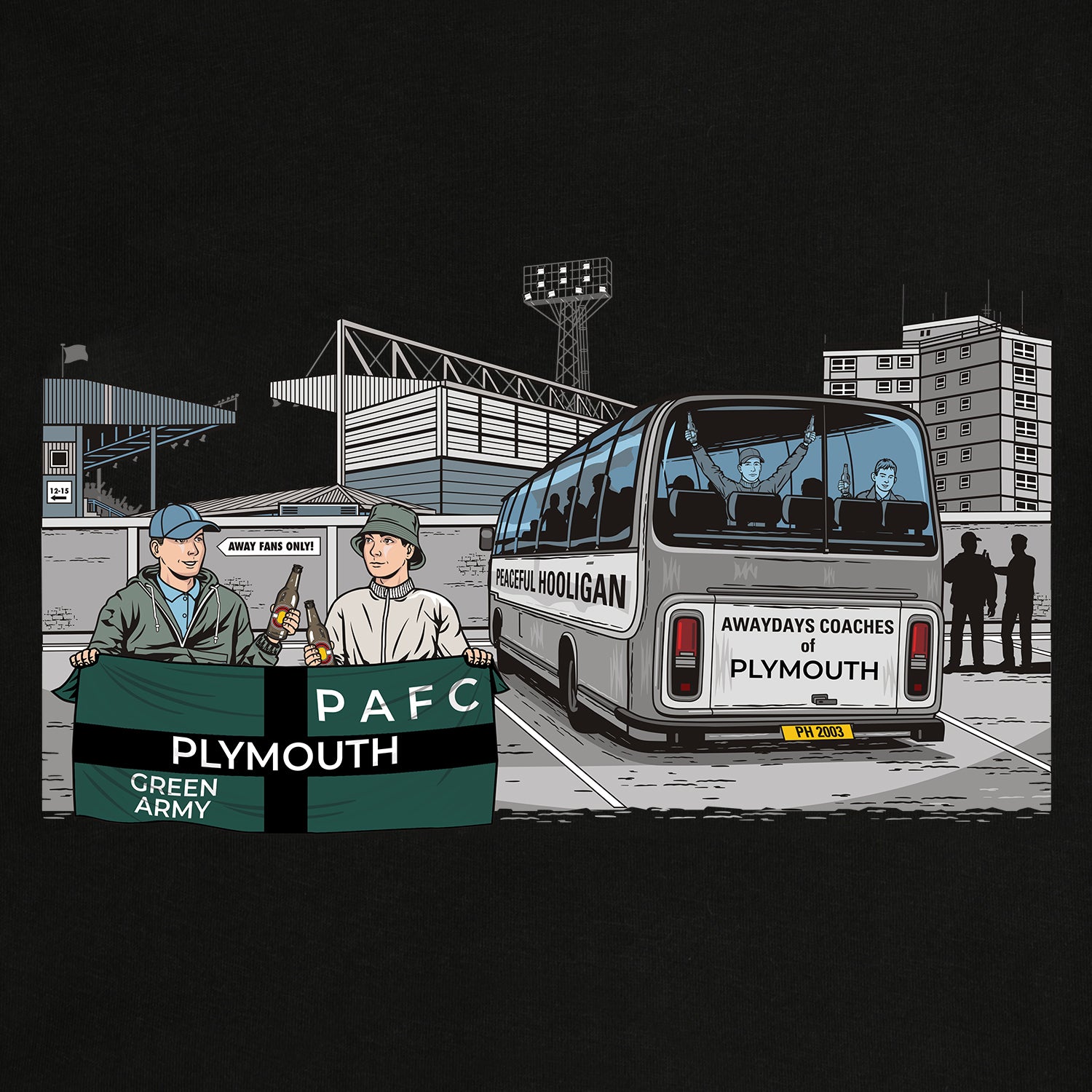 Plymouth Awaydays Sweatshirt Black - Peaceful Hooligan 