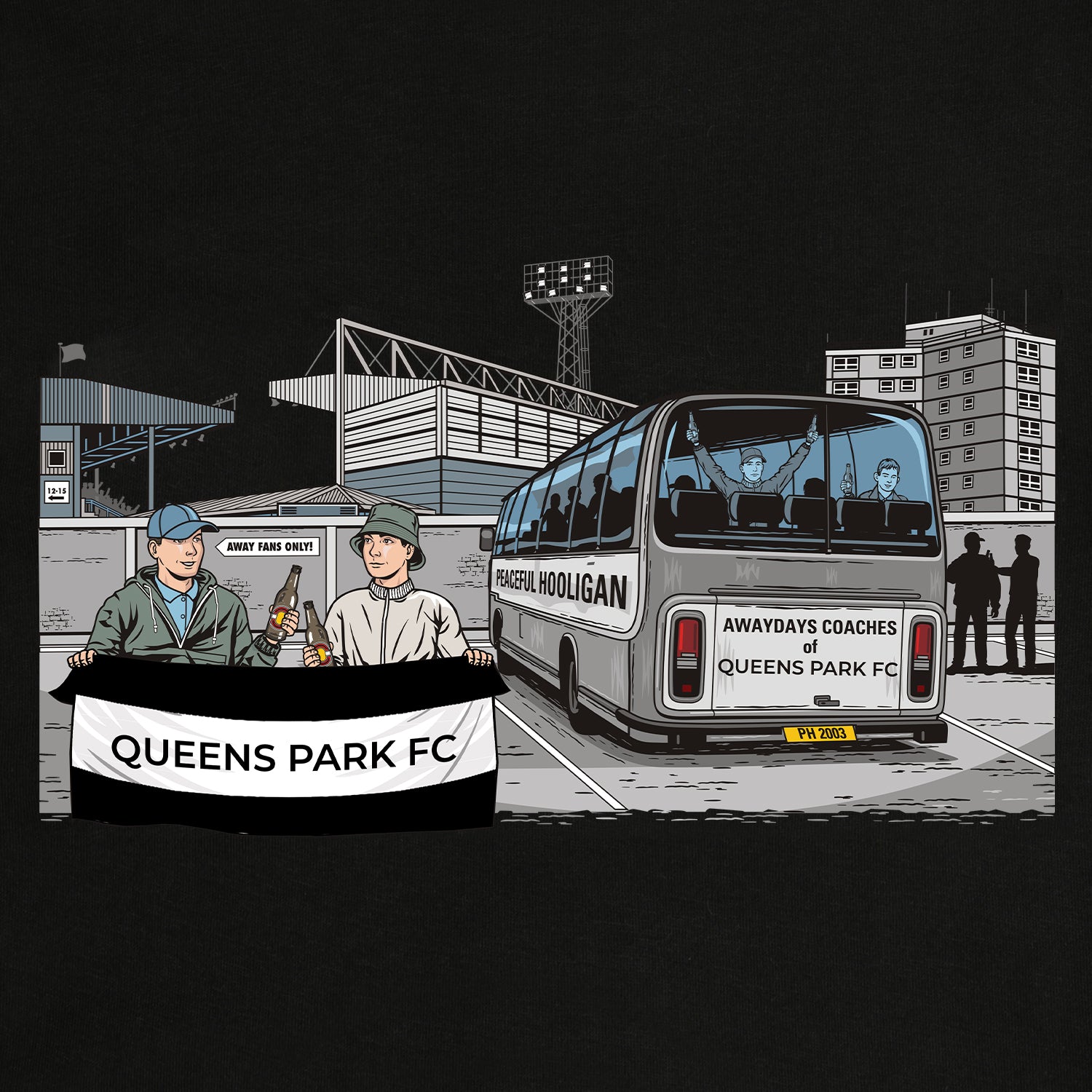 Queens Park FC Awaydays Sweatshirt Black - Peaceful Hooligan 