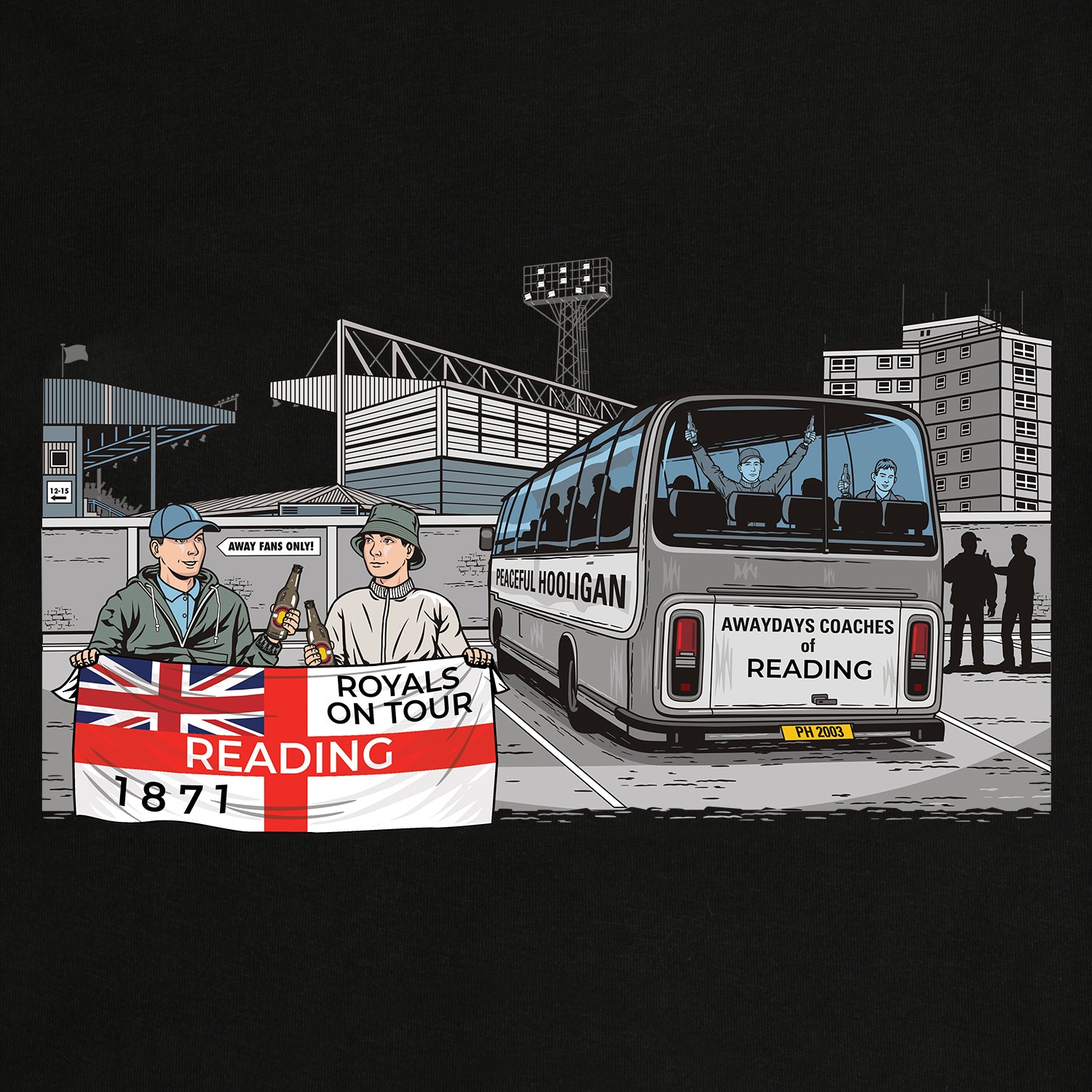 Reading Awaydays Sweatshirt Black - Peaceful Hooligan 