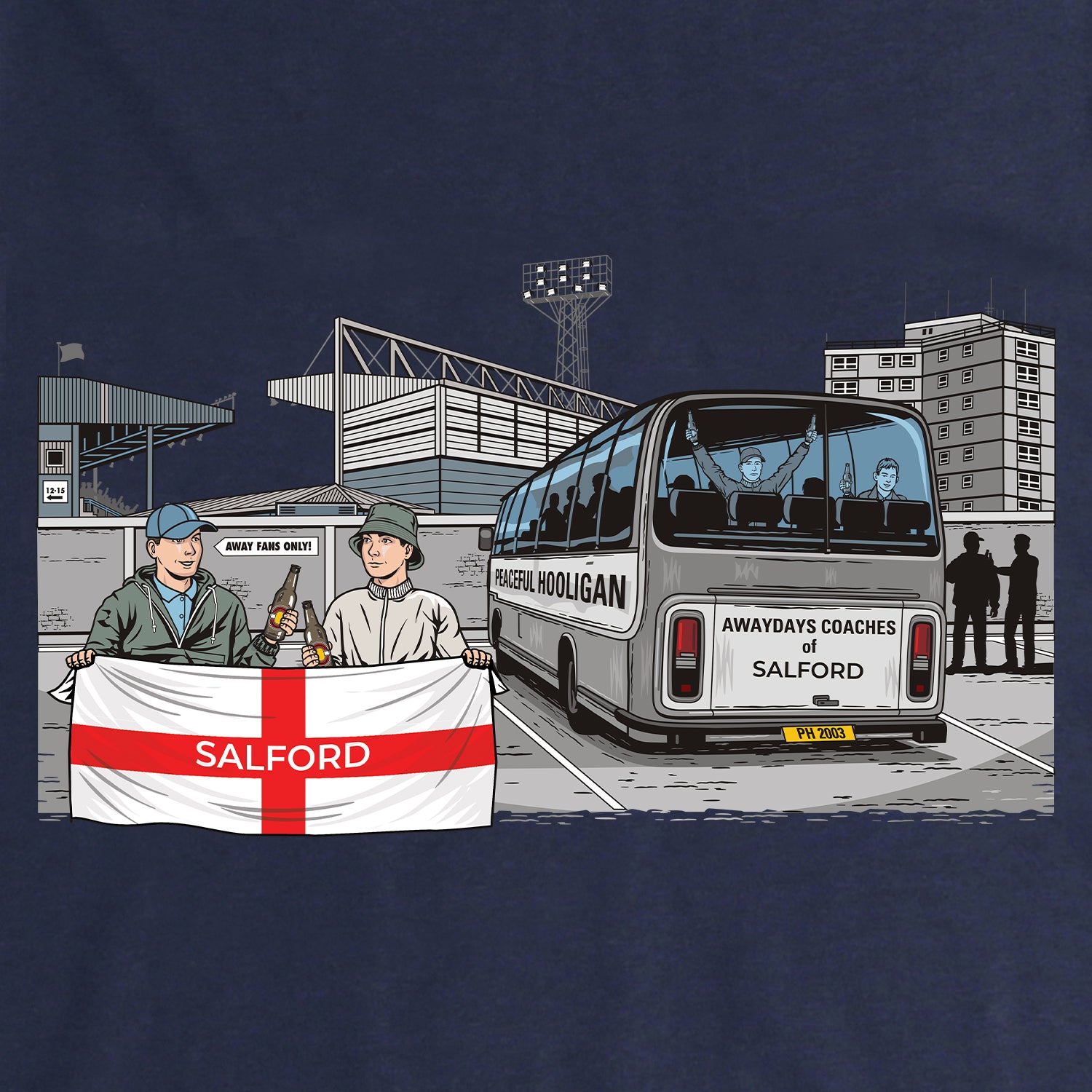 Salford Awaydays Sweatshirt Navy - Peaceful Hooligan 