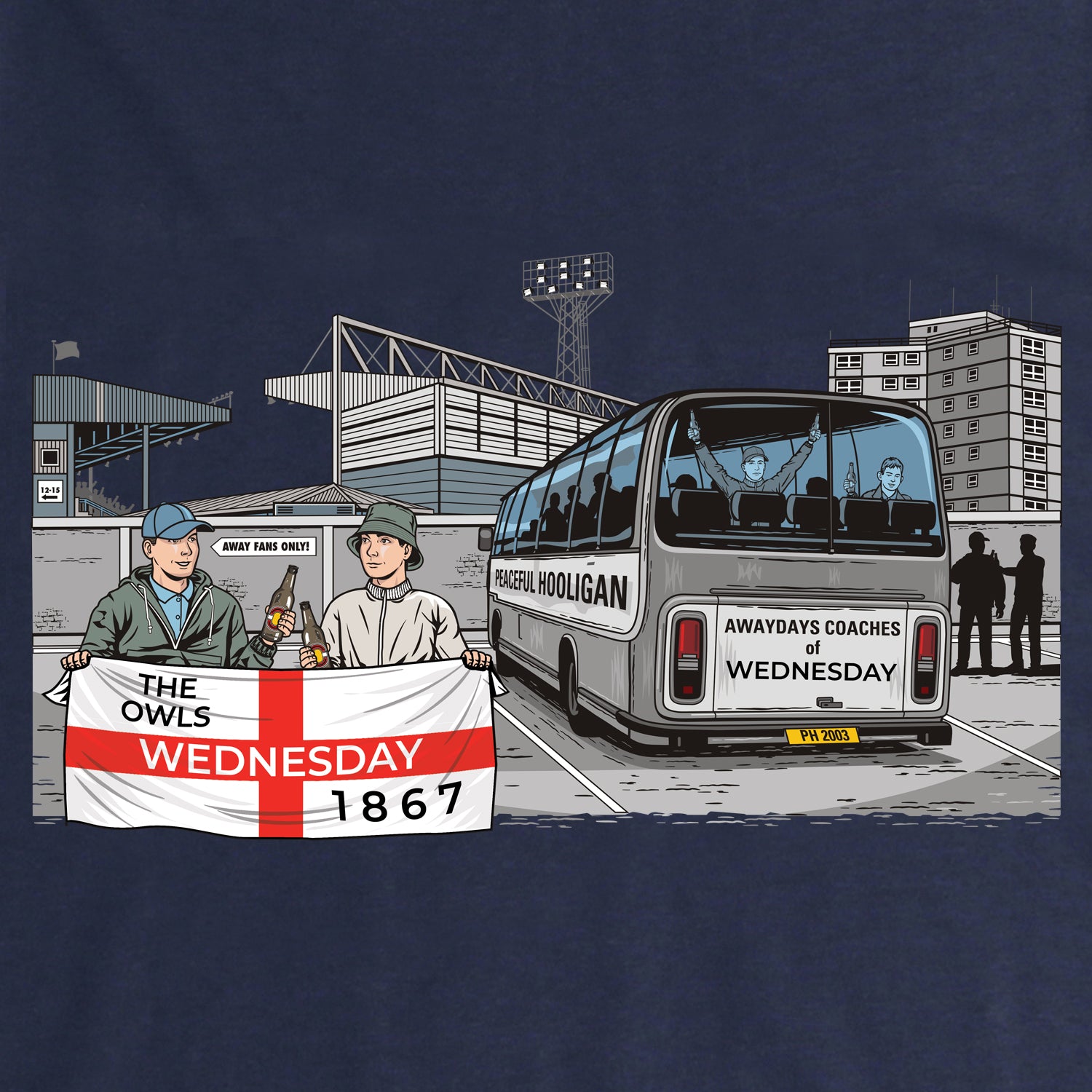 Wednesday Awaydays Sweatshirt Navy - Peaceful Hooligan 