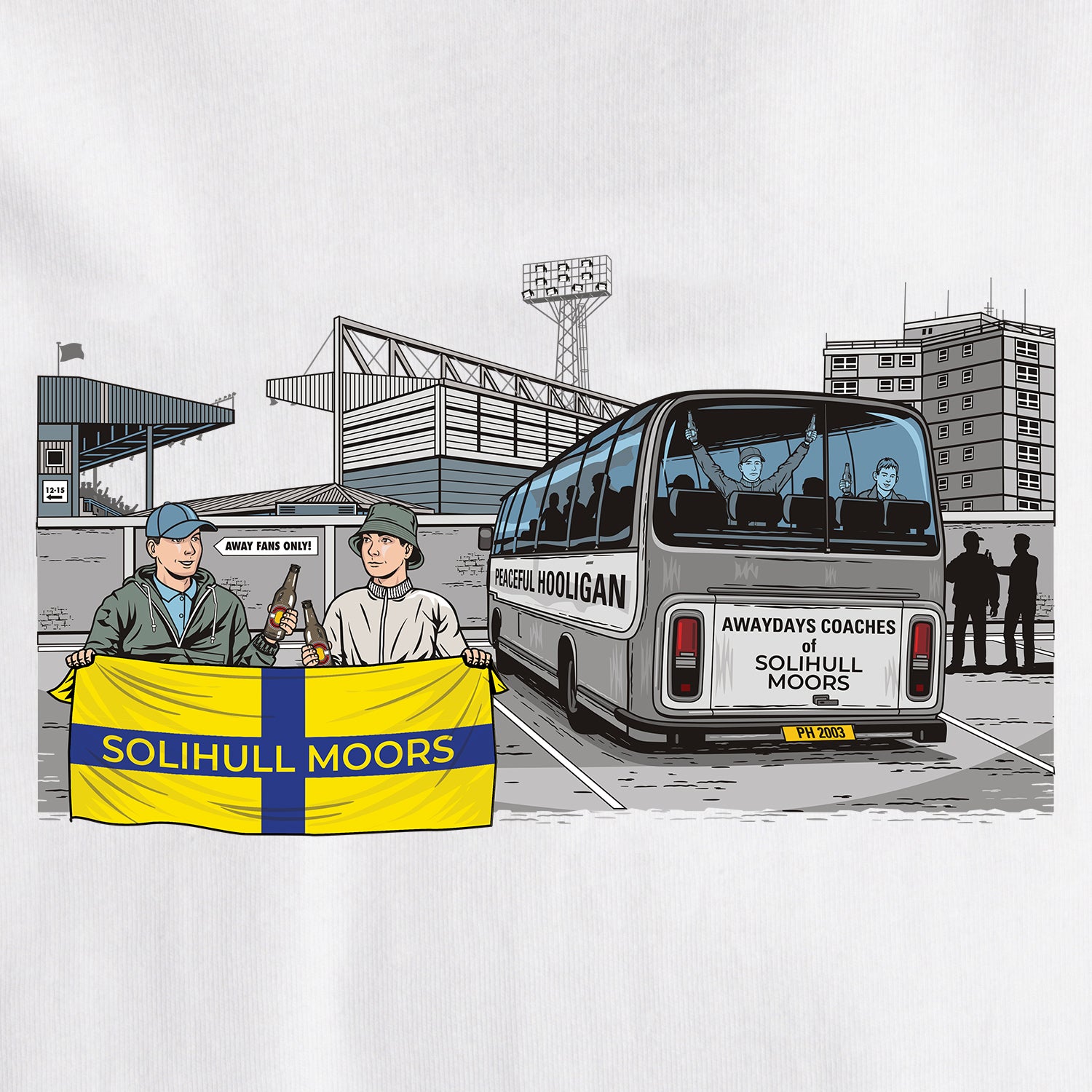 Solihull Moors Awaydays T-Shirt White - Peaceful Hooligan 