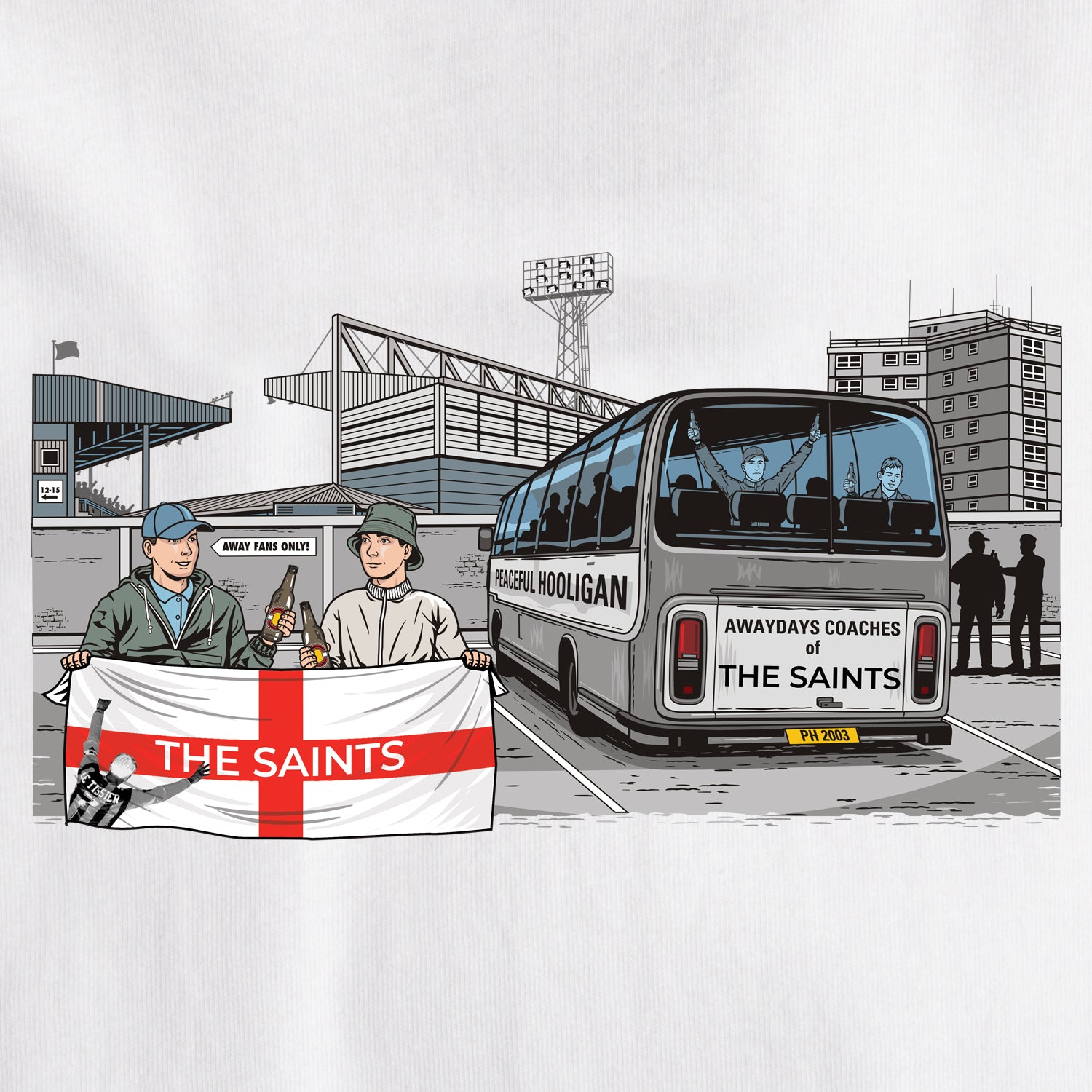 The Saints Awaydays T-Shirt White - Peaceful Hooligan 