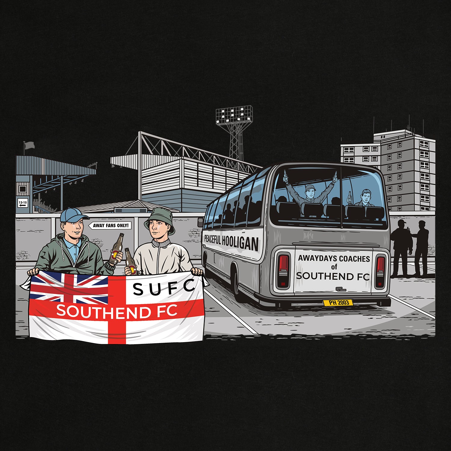 Southend Awaydays Sweatshirt Black - Peaceful Hooligan 