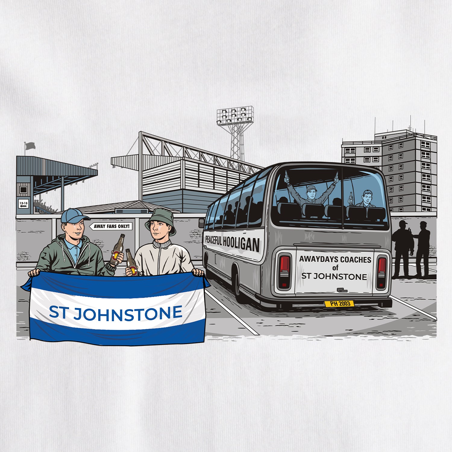 St Johnstone Awaydays T-Shirt White - Peaceful Hooligan 