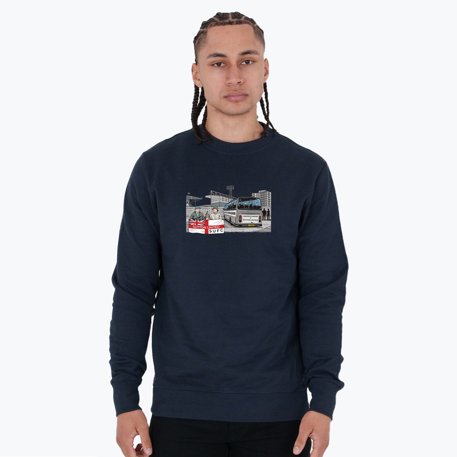 Sutton United Awaydays Sweatshirt Navy - Peaceful Hooligan 