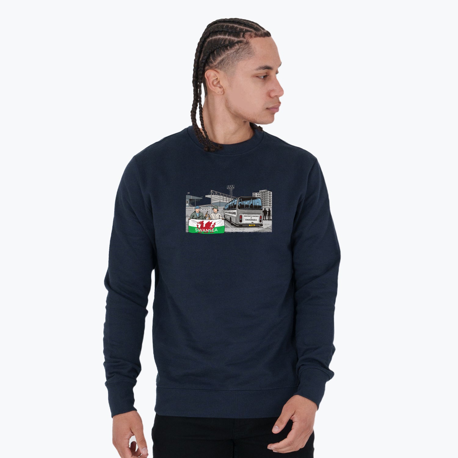 Swansea Awaydays Sweatshirt Navy - Peaceful Hooligan 