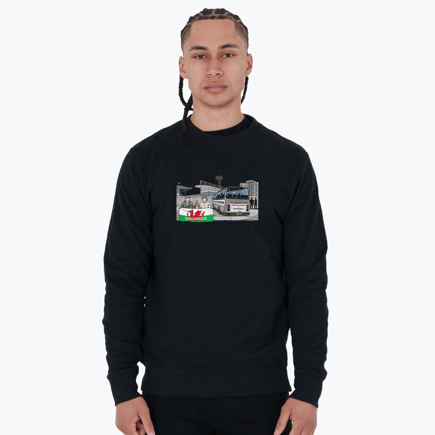 Swansea Awaydays Sweatshirt Black - Peaceful Hooligan 