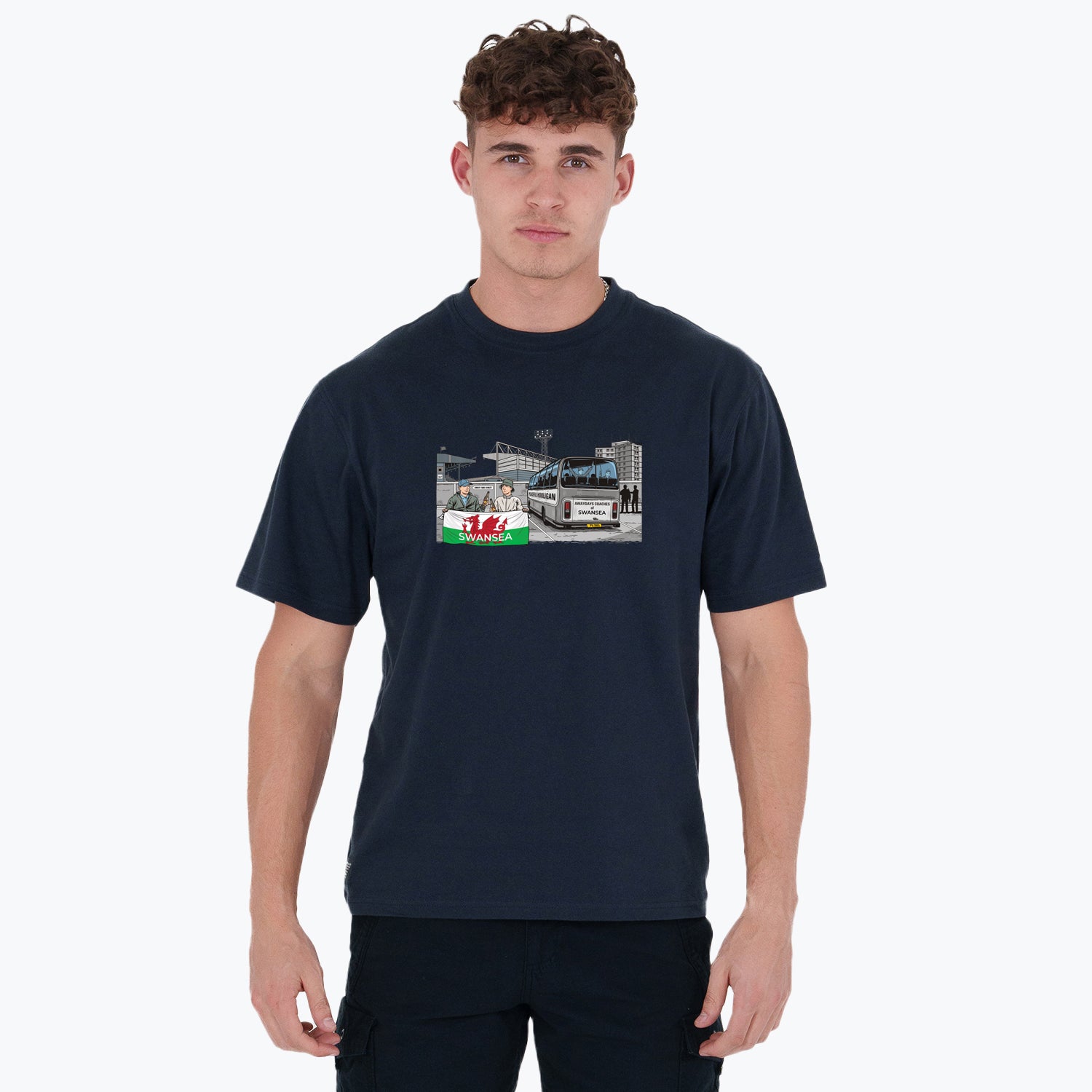 Swansea Awaydays T-Shirt Navy - Peaceful Hooligan 