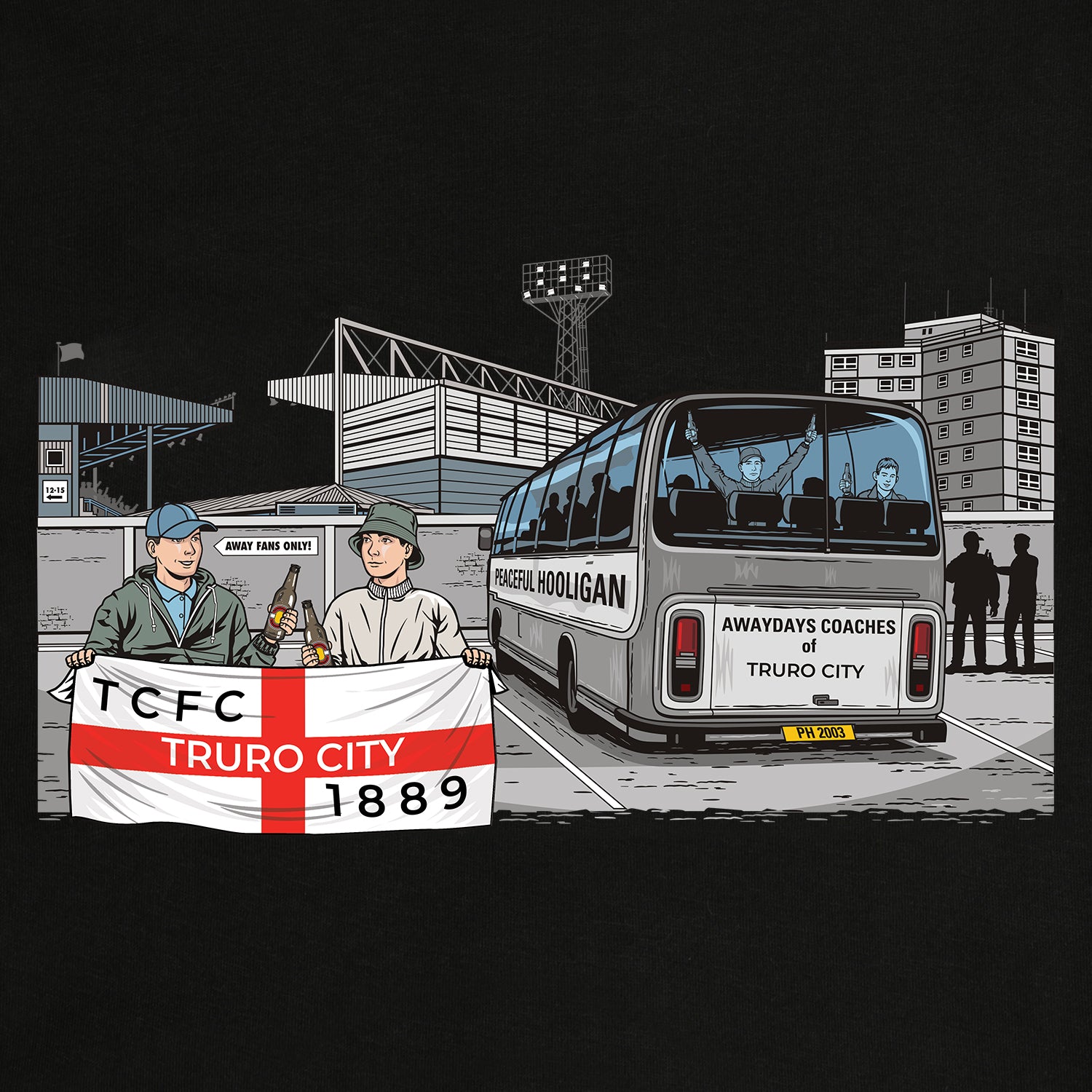Truro City Awaydays Hoodie Black - Peaceful Hooligan 