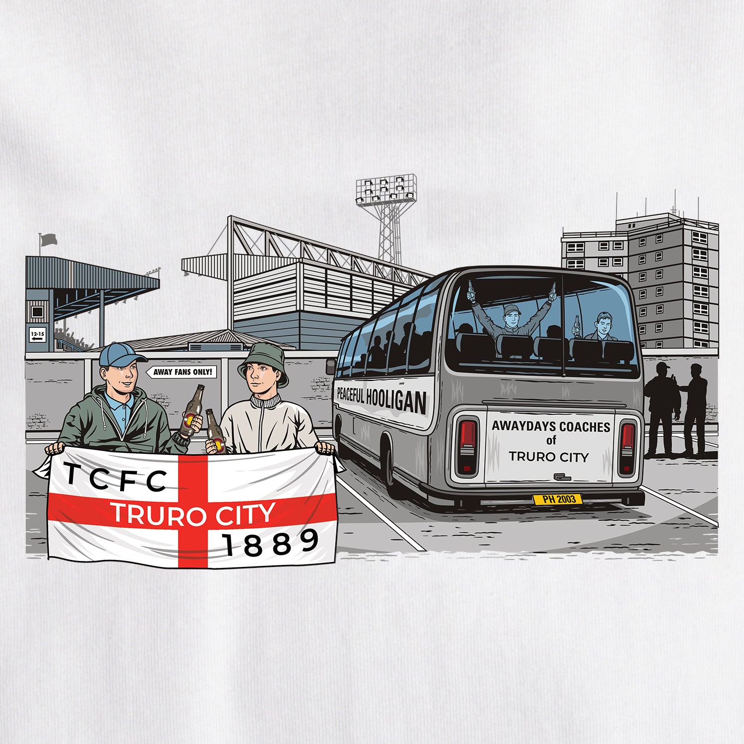 Truro City Awaydays T-Shirt White - Peaceful Hooligan 