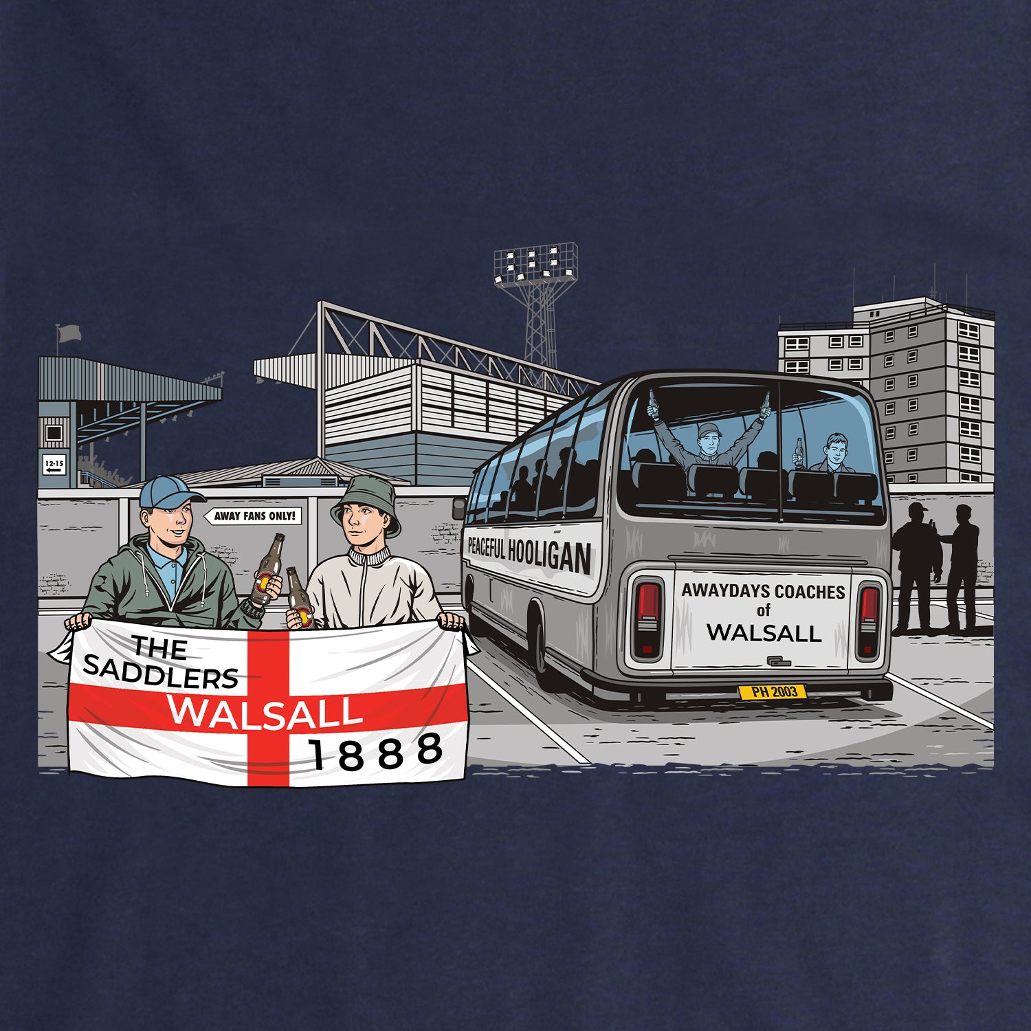 Walsall Awaydays Hoodie Navy - Peaceful Hooligan 