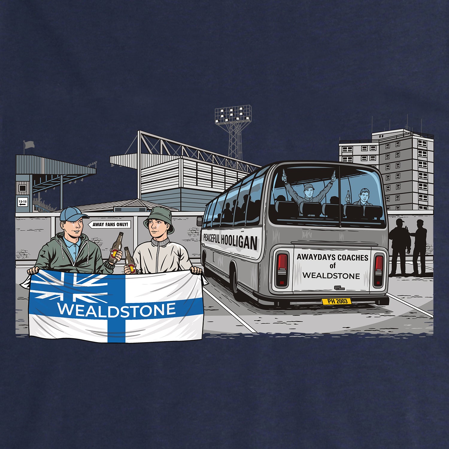Wealdstone Awaydays Sweatshirt Navy - Peaceful Hooligan 