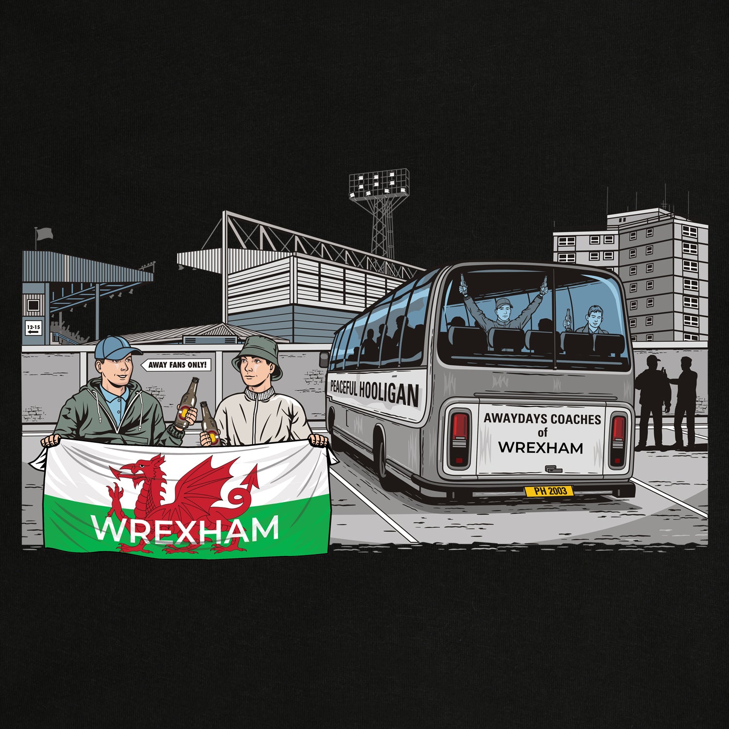Wrexham Awaydays Sweatshirt Black - Peaceful Hooligan 