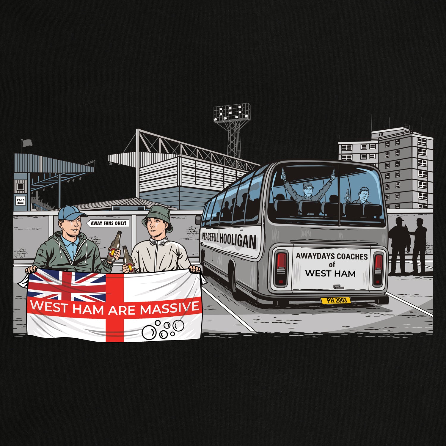 Upton Park Awaydays Hoodie Black - Peaceful Hooligan 